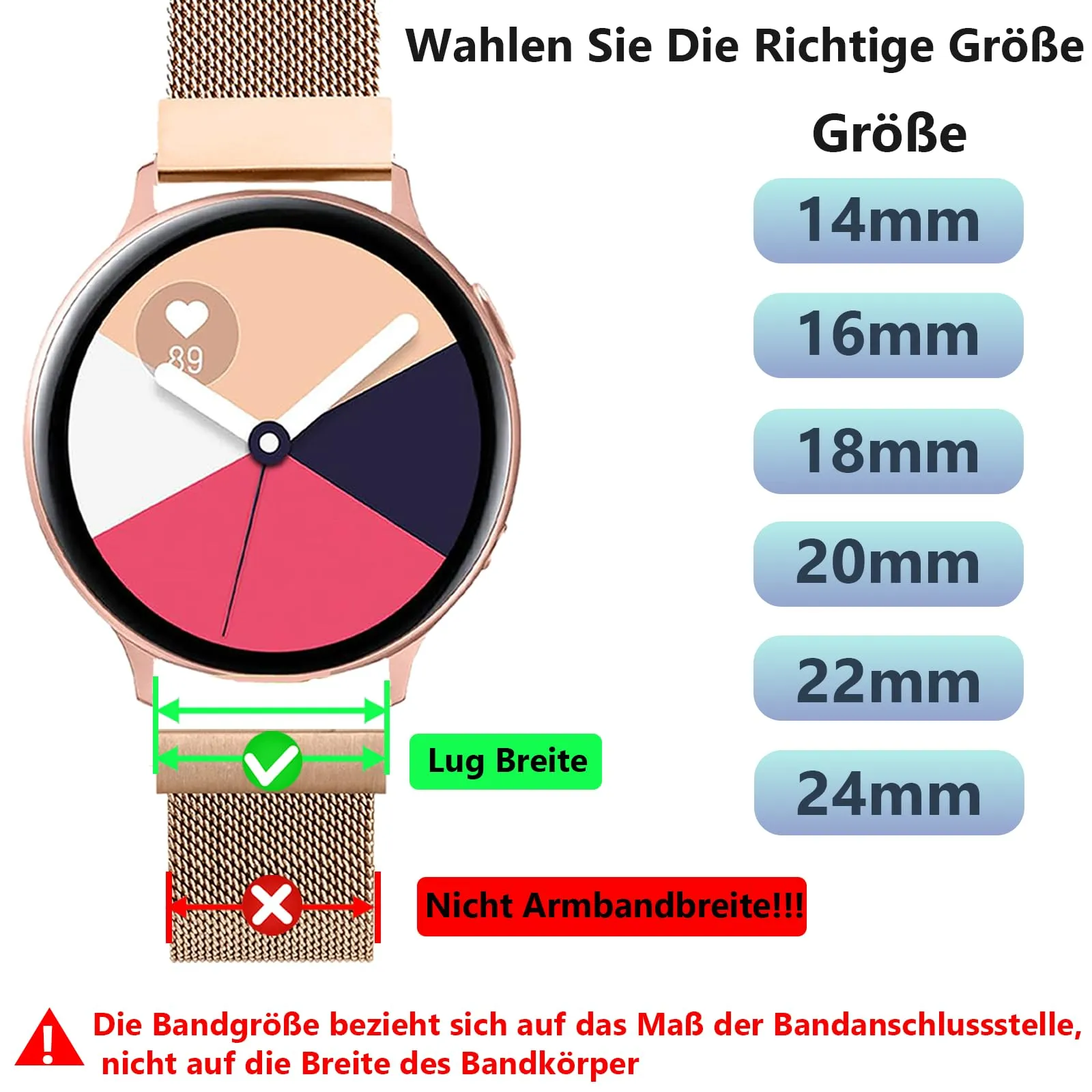 LYYLTX Cinturino per Orologio Maglia Cinturino Metallo In Acciaio Inossidabile Maglia Bracciale Sgancio Rapido Regolabili Cinturini Per Uomo Donna 14mm 16mm 18mm 20mm 22mm 24mm - immagine 3