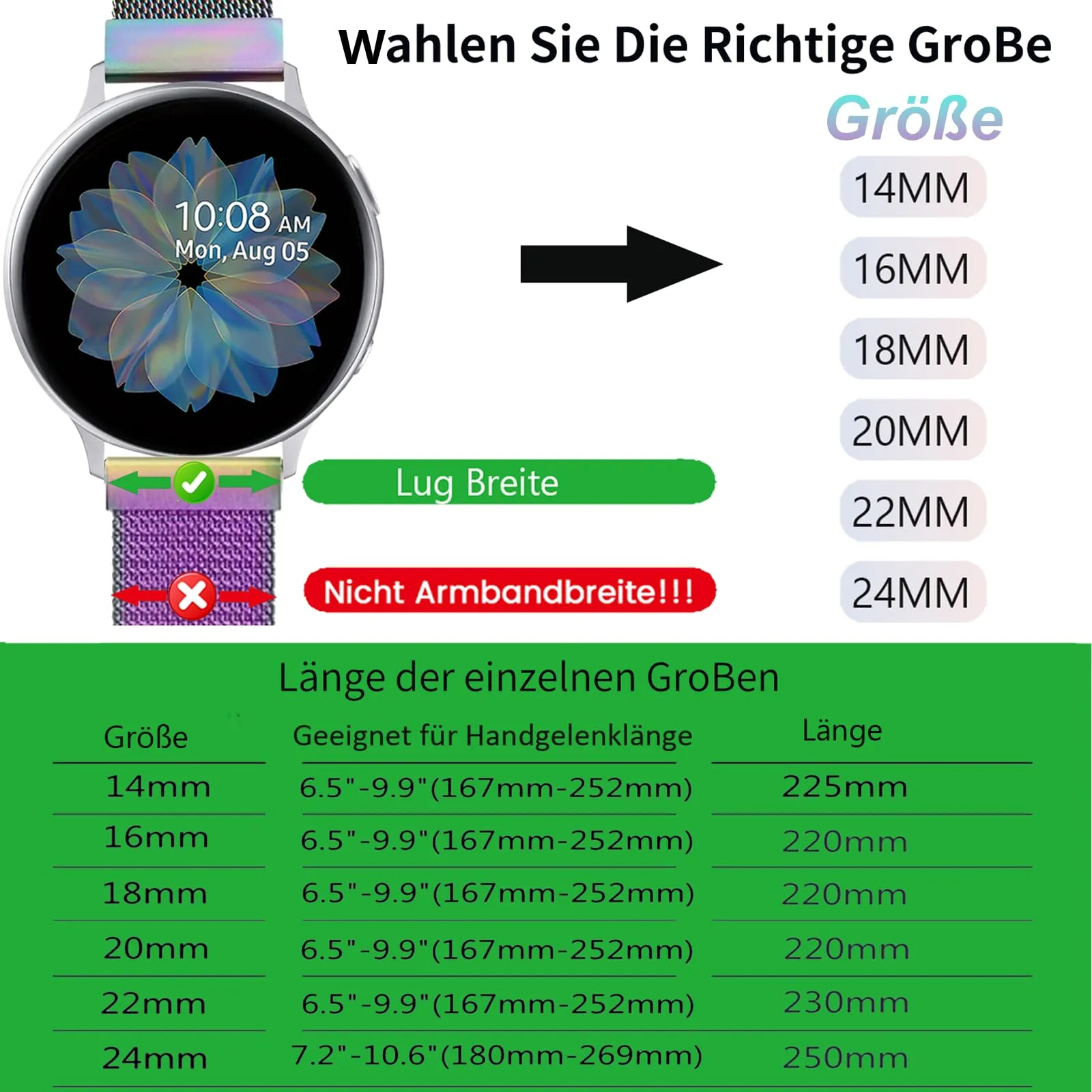 LYYLTX Cinturino per Orologio Maglia Cinturino Metallo In Acciaio Inossidabile Maglia Bracciale Sgancio Rapido Regolabili Cinturini Per Uomo Donna 14mm 16mm 18mm 20mm 22mm 24mm - immagine 3