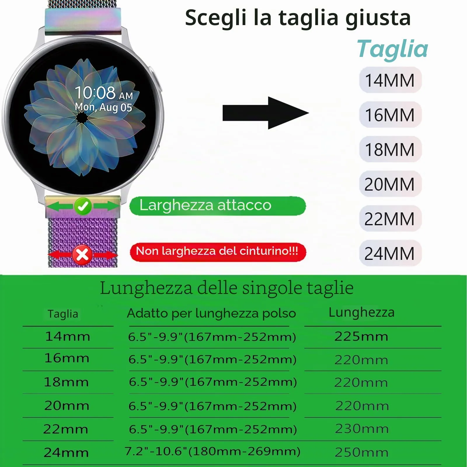LYYLTX Cinturino per Orologio Maglia Cinturino Metallo In Acciaio Inossidabile Maglia Bracciale Sgancio Rapido Regolabili Cinturini Per Uomo Donna 14mm 16mm 18mm 20mm 22mm 24mm - immagine 3