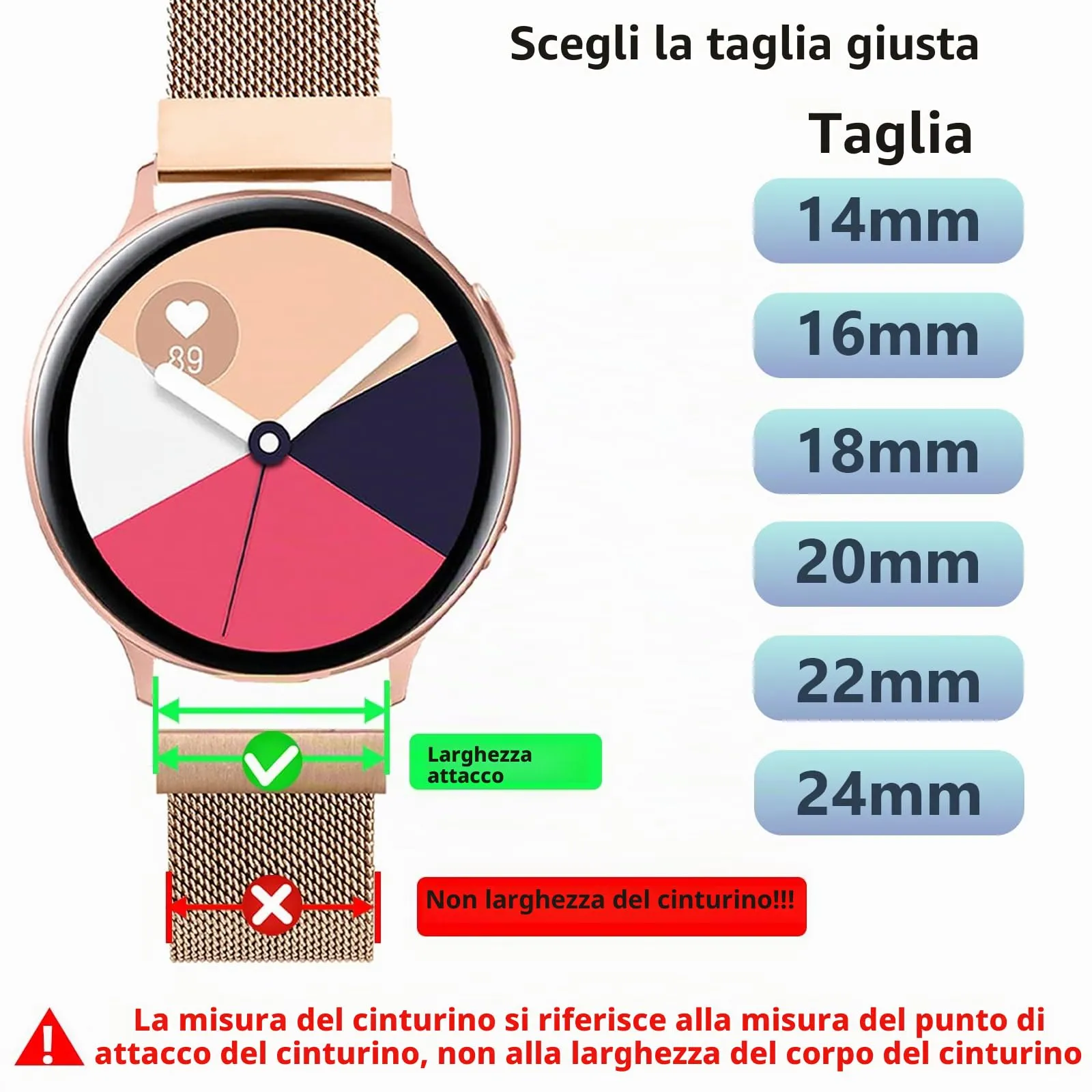 LYYLTX Cinturino per Orologio Maglia Cinturino Metallo In Acciaio Inossidabile Maglia Bracciale Sgancio Rapido Regolabili Cinturini Per Uomo Donna 14mm 16mm 18mm 20mm 22mm 24mm - immagine 3