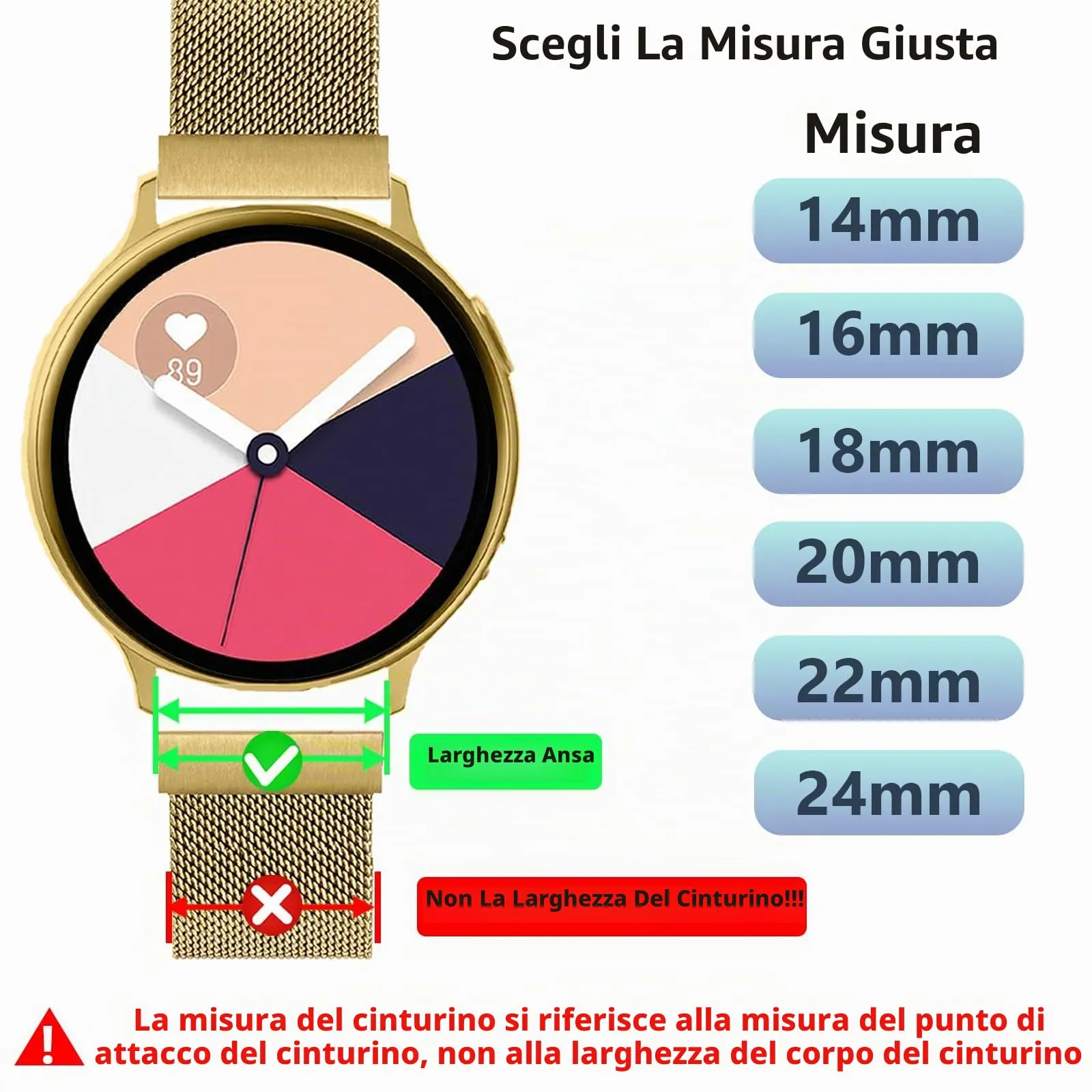LYYLTX Cinturino per Orologio Maglia Cinturino Metallo In Acciaio Inossidabile Maglia Bracciale Sgancio Rapido Regolabili Cinturini Per Uomo Donna 14mm 16mm 18mm 20mm 22mm 24mm - immagine 3