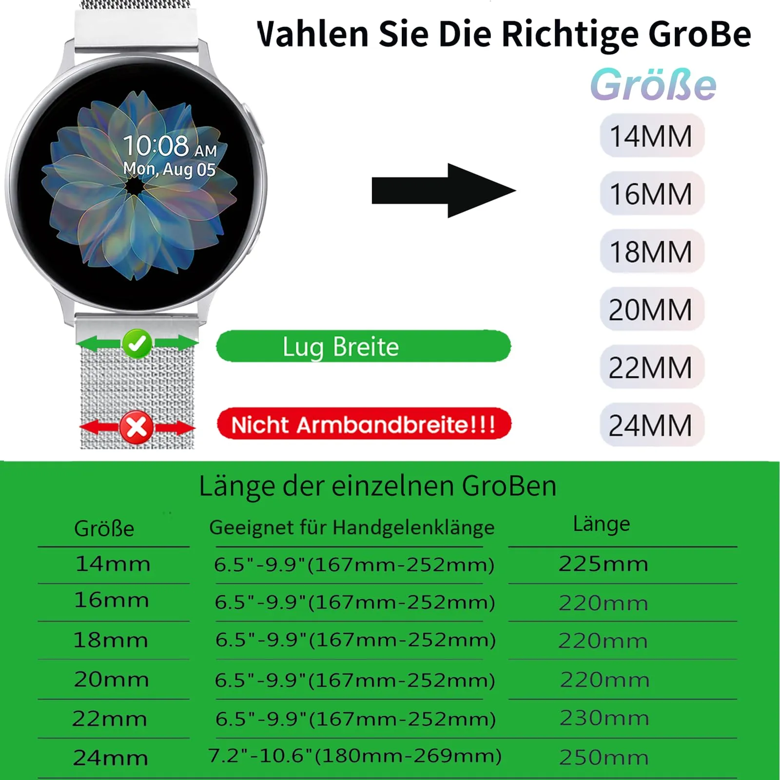 LYYLTX Cinturino per Orologio Maglia Cinturino Metallo In Acciaio Inossidabile Maglia Bracciale Sgancio Rapido Regolabili Cinturini Per Uomo Donna 14mm 16mm 18mm 20mm 22mm 24mm - immagine 3