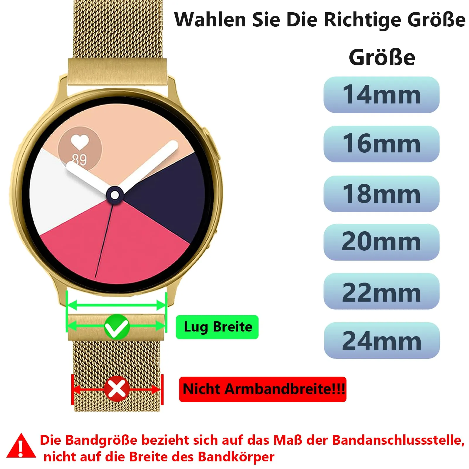 LYYLTX Cinturino per Orologio Maglia Cinturino Metallo In Acciaio Inossidabile Maglia Bracciale Sgancio Rapido Regolabili Cinturini Per Uomo Donna 14mm 16mm 18mm 20mm 22mm 24mm - immagine 3