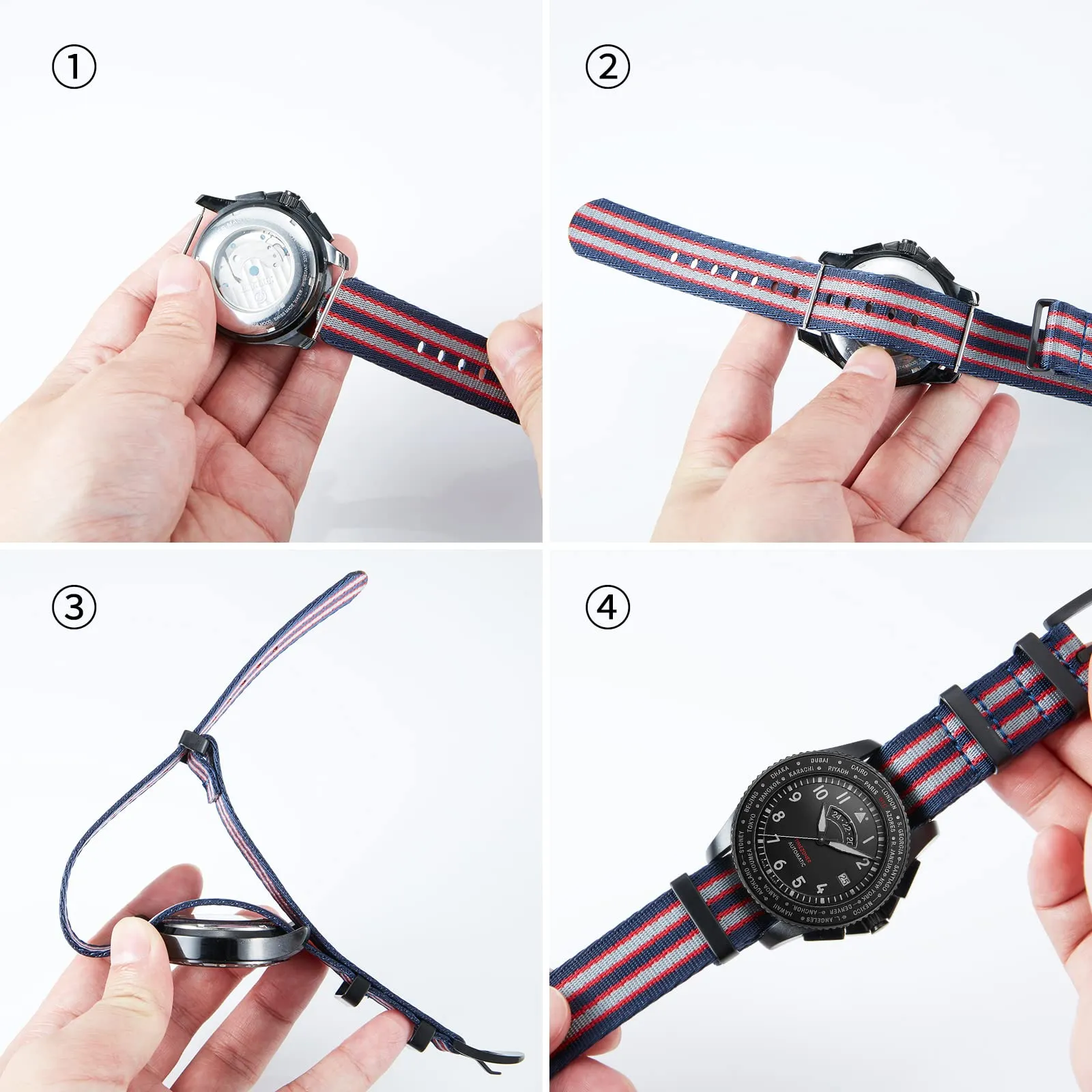 BINLUN Cinturini per Orologi in Nylon Ricambio Multicolore Balistico Premium con Nero/Argento Fibbia in Acciaio Inossidabile per Uomo Donna 18mm 20mm 22mm 24mm (Nuova Versione) - immagine 5