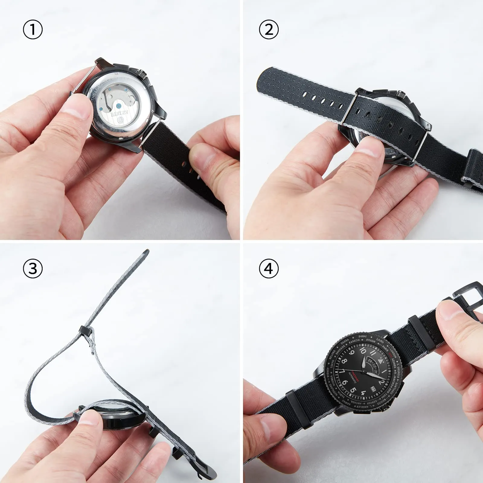 BINLUN Cinturini per Orologi in Nylon Ricambio Multicolore Balistico Premium con Nero/Argento Fibbia in Acciaio Inossidabile per Uomo Donna 18mm 20mm 22mm 24mm (Nuova Versione) - immagine 5