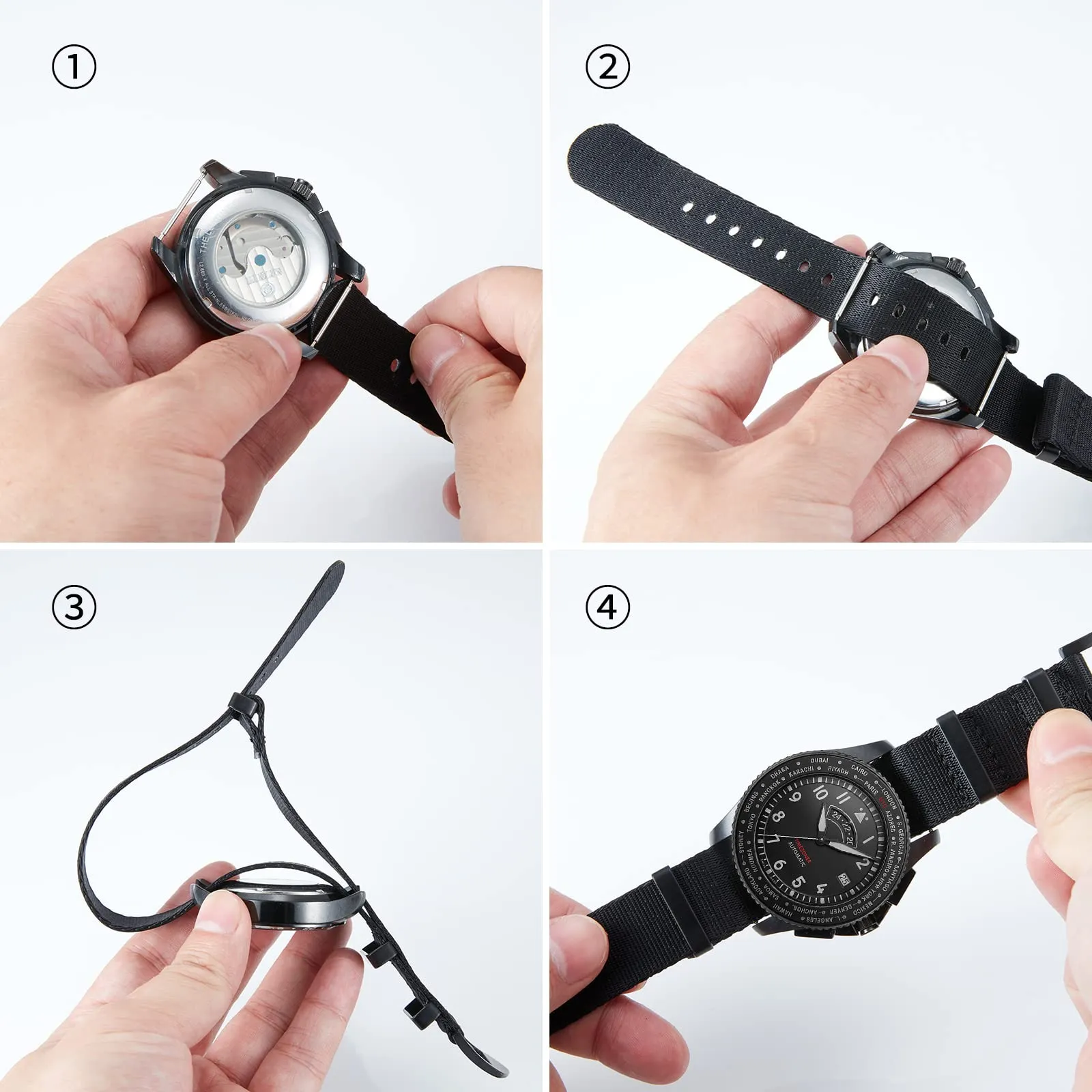 BINLUN Cinturini per Orologi in Nylon Ricambio Multicolore Balistico Premium con Nero/Argento Fibbia in Acciaio Inossidabile per Uomo Donna 18mm 20mm 22mm 24mm (Nuova Versione) - immagine 5