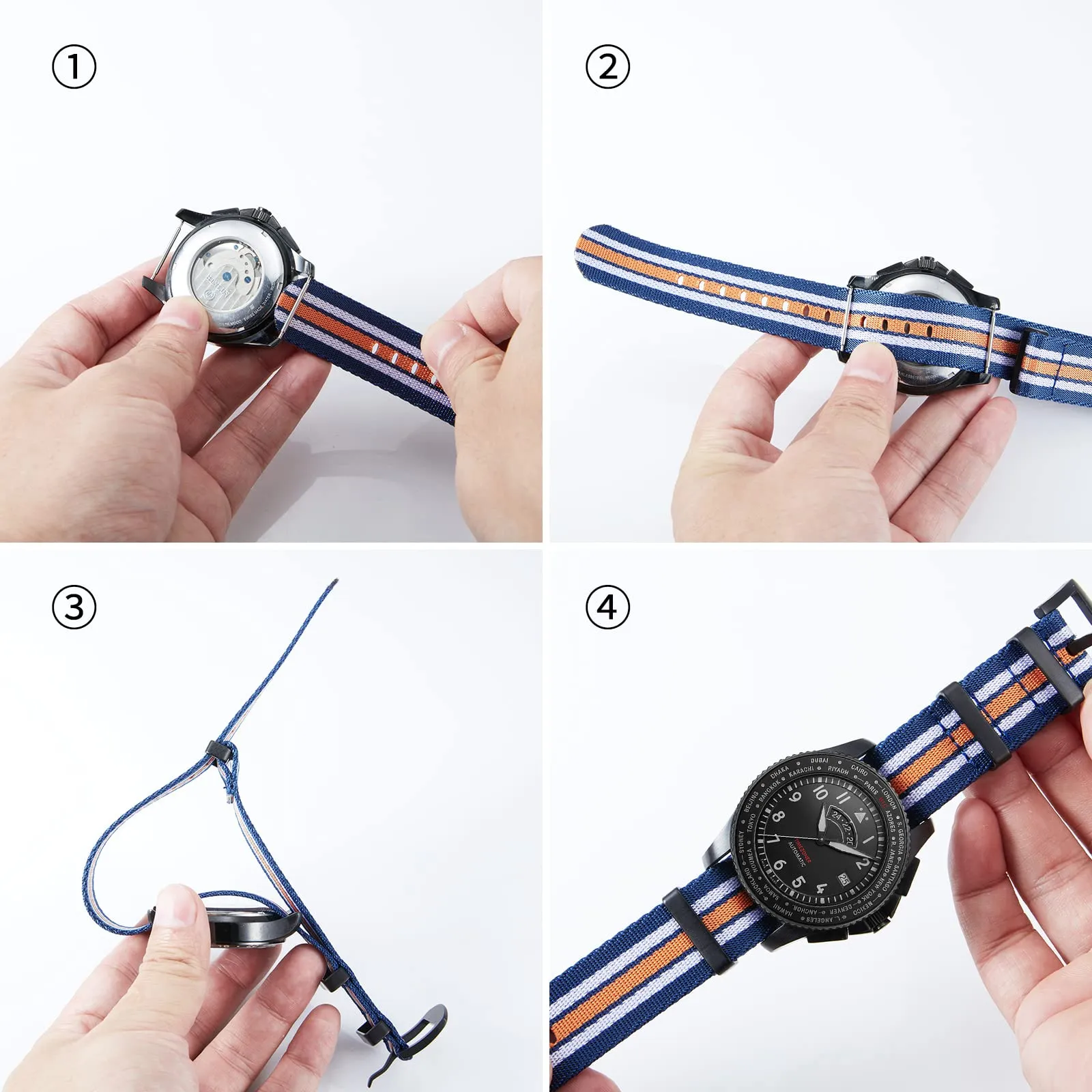BINLUN Cinturini per Orologi in Nylon Ricambio Multicolore Balistico Premium con Nero/Argento Fibbia in Acciaio Inossidabile per Uomo Donna 18mm 20mm 22mm 24mm (Nuova Versione) - immagine 5