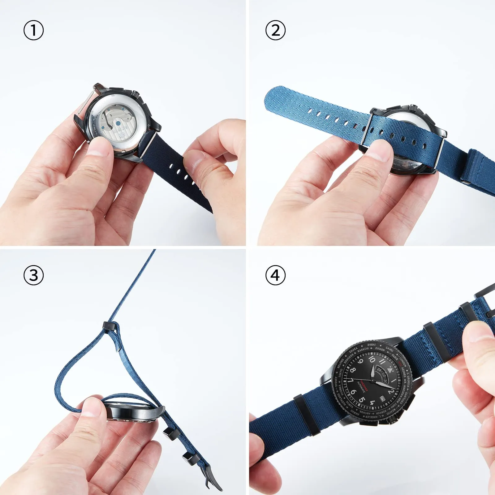 BINLUN Cinturini per Orologi in Nylon Ricambio Multicolore Balistico Premium con Nero/Argento Fibbia in Acciaio Inossidabile per Uomo Donna 18mm 20mm 22mm 24mm (Nuova Versione) - immagine 5