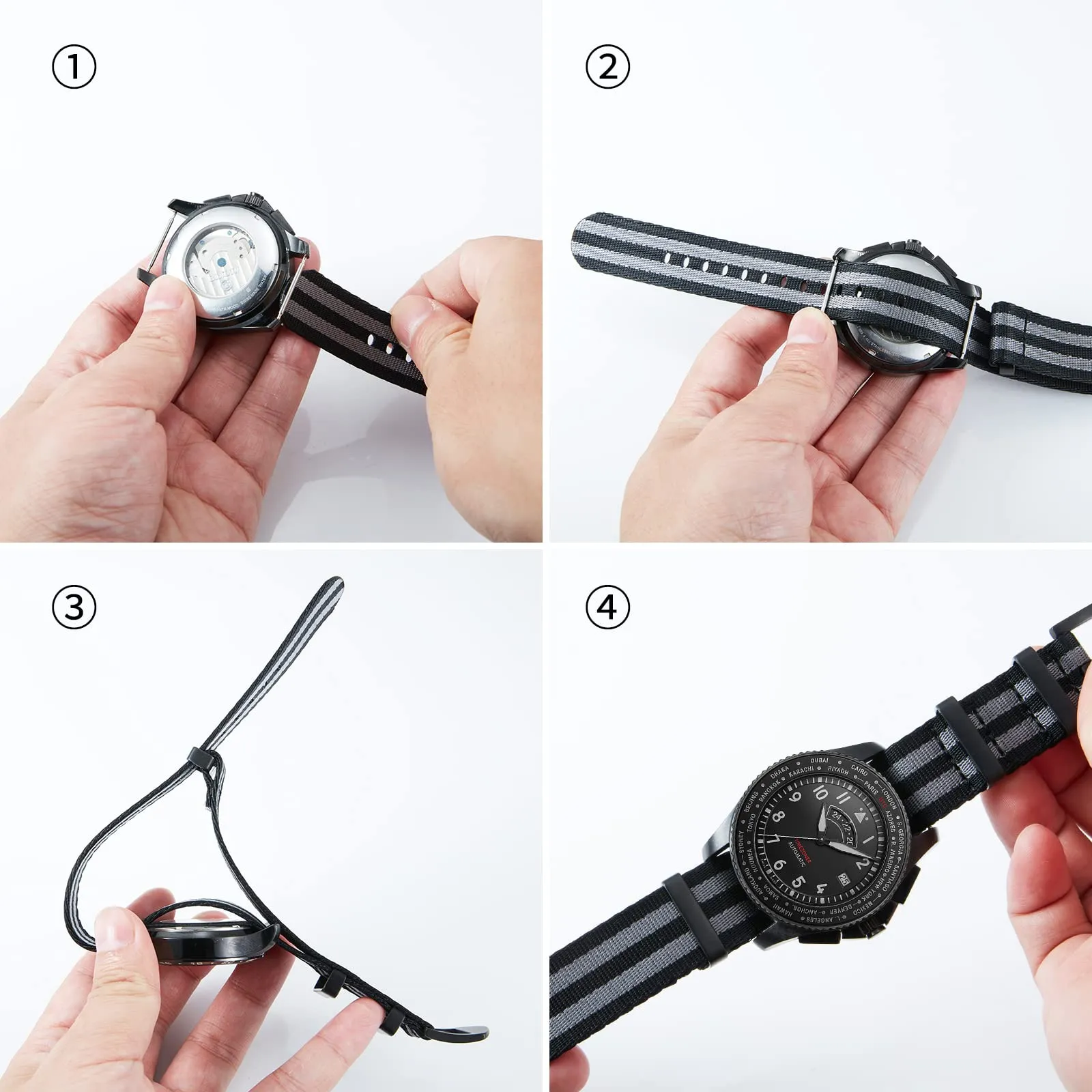 BINLUN Cinturini per Orologi in Nylon Ricambio Multicolore Balistico Premium con Nero/Argento Fibbia in Acciaio Inossidabile per Uomo Donna 18mm 20mm 22mm 24mm (Nuova Versione) - immagine 5