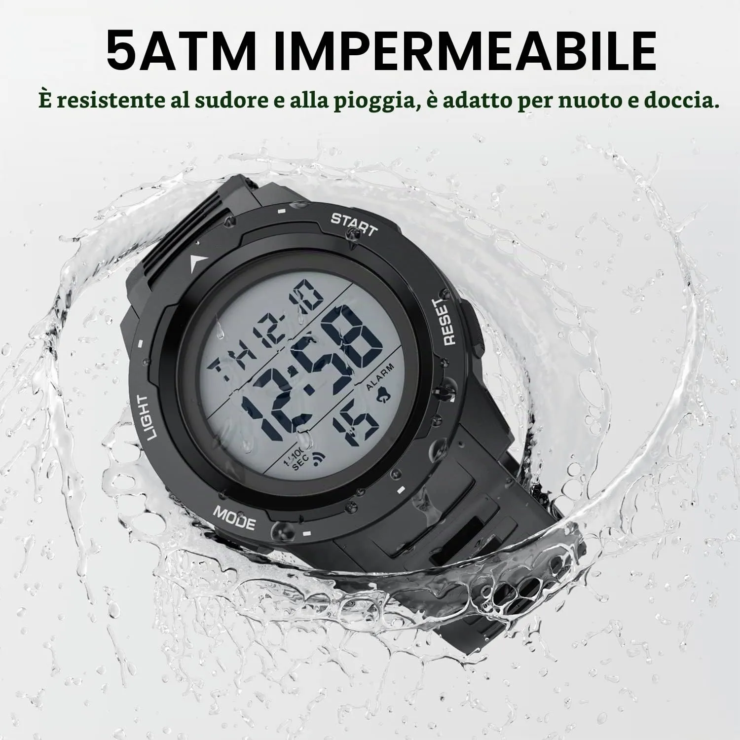 GOLDEN HOUR Gli Orologio Uomo Impermeabilizzano lo Sport di Digital Guarda lo Stile Militare Dell'esposizione di Lettura Dacile Dello Schermo Con la Cinghia - Nero - immagine 5