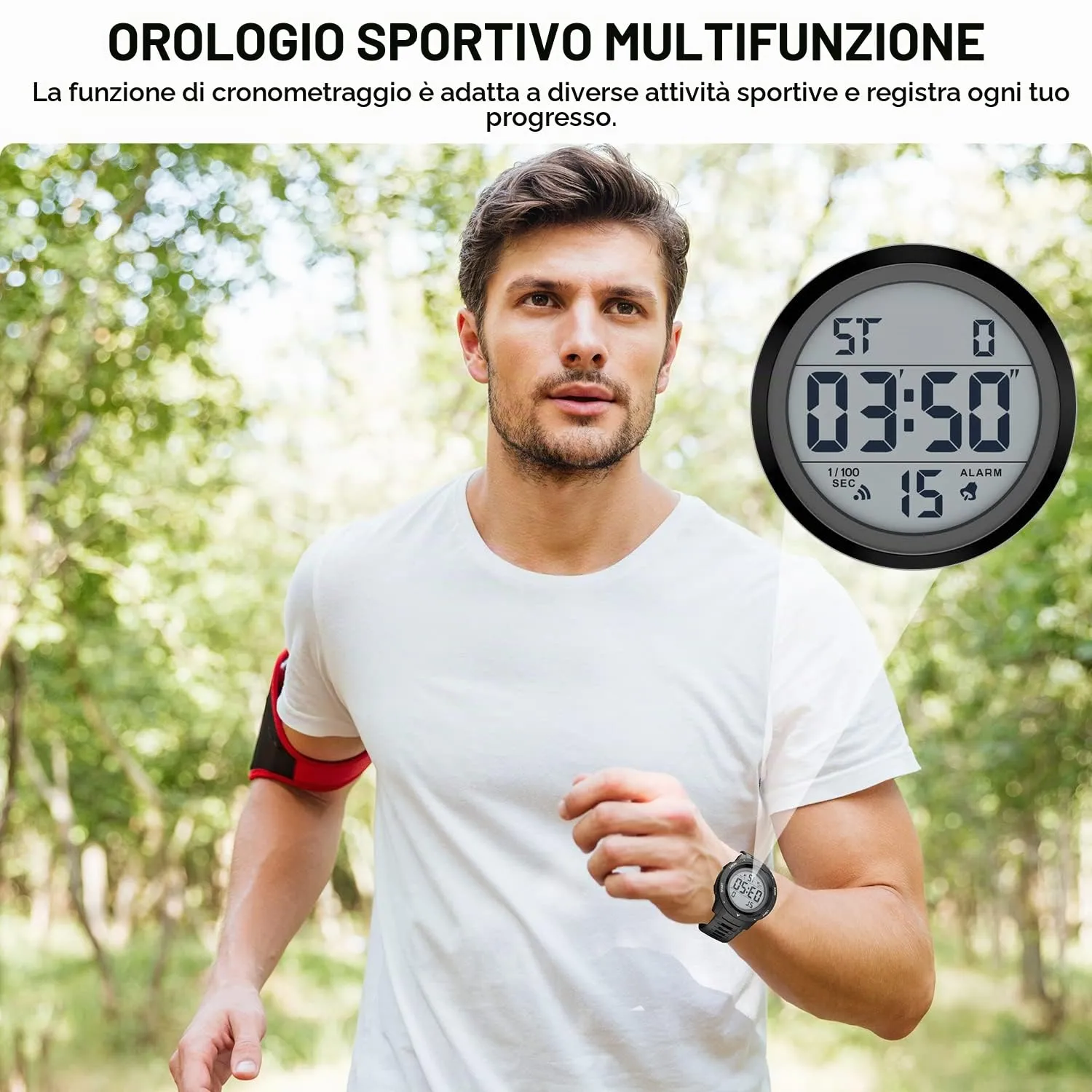 GOLDEN HOUR Gli Orologio Uomo Impermeabilizzano lo Sport di Digital Guarda lo Stile Militare Dell'esposizione di Lettura Dacile Dello Schermo Con la Cinghia - Nero - immagine 8