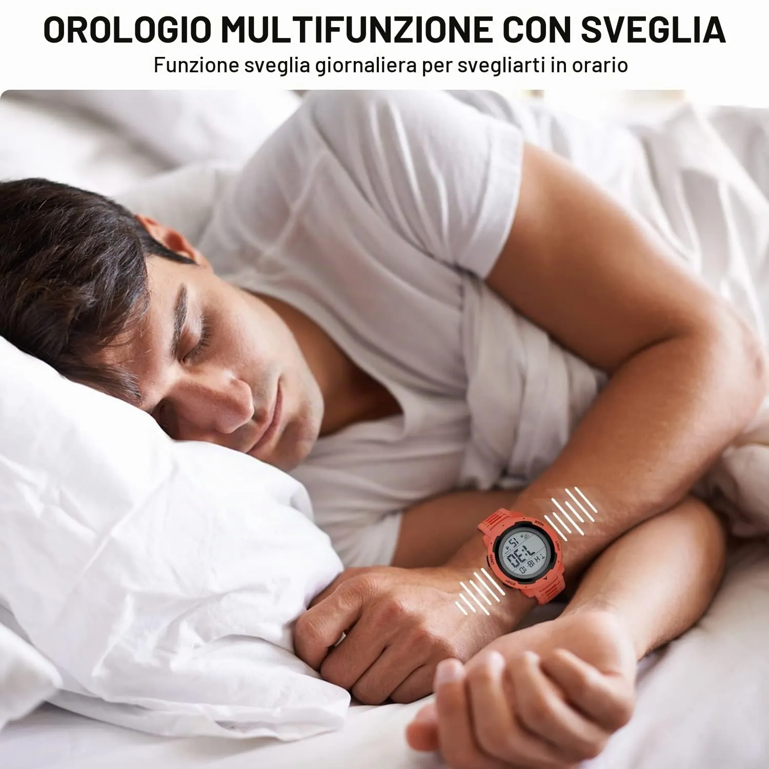 GOLDEN HOUR Gli Orologio Uomo Impermeabilizzano lo Sport di Digital Guarda lo Stile Militare Dell'esposizione di Lettura Dacile Dello Schermo Con la Cinghia - Rosso - immagine 5