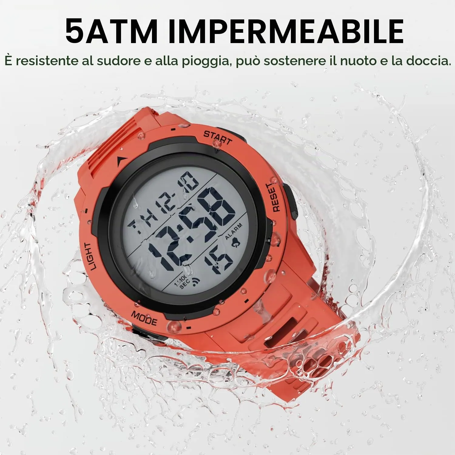 GOLDEN HOUR Gli Orologio Uomo Impermeabilizzano lo Sport di Digital Guarda lo Stile Militare Dell'esposizione di Lettura Dacile Dello Schermo Con la Cinghia - Rosso - immagine 6