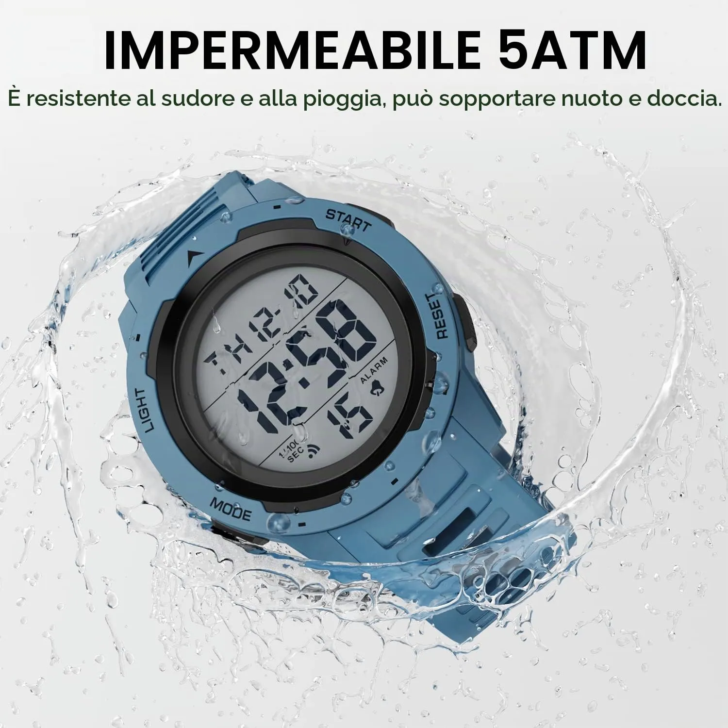 GOLDEN HOUR Gli Orologio Uomo Impermeabilizzano lo Sport di Digital Guarda lo Stile Militare Dell'esposizione di Lettura Dacile Dello Schermo Con la Cinghia - Blu - immagine 5