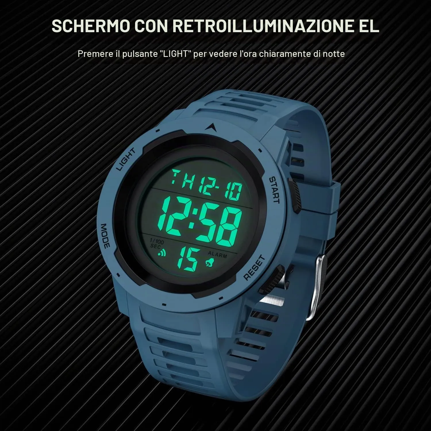 GOLDEN HOUR Gli Orologio Uomo Impermeabilizzano lo Sport di Digital Guarda lo Stile Militare Dell'esposizione di Lettura Dacile Dello Schermo Con la Cinghia - Blu - immagine 6