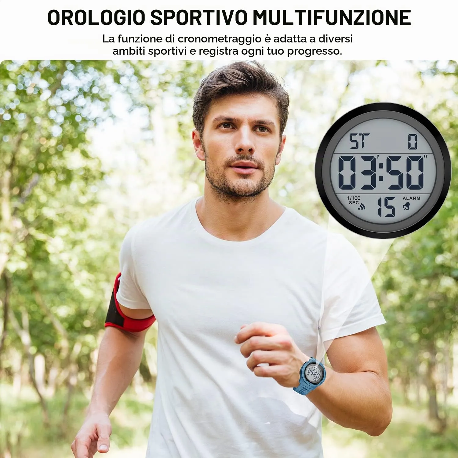 GOLDEN HOUR Gli Orologio Uomo Impermeabilizzano lo Sport di Digital Guarda lo Stile Militare Dell'esposizione di Lettura Dacile Dello Schermo Con la Cinghia - Blu - immagine 8