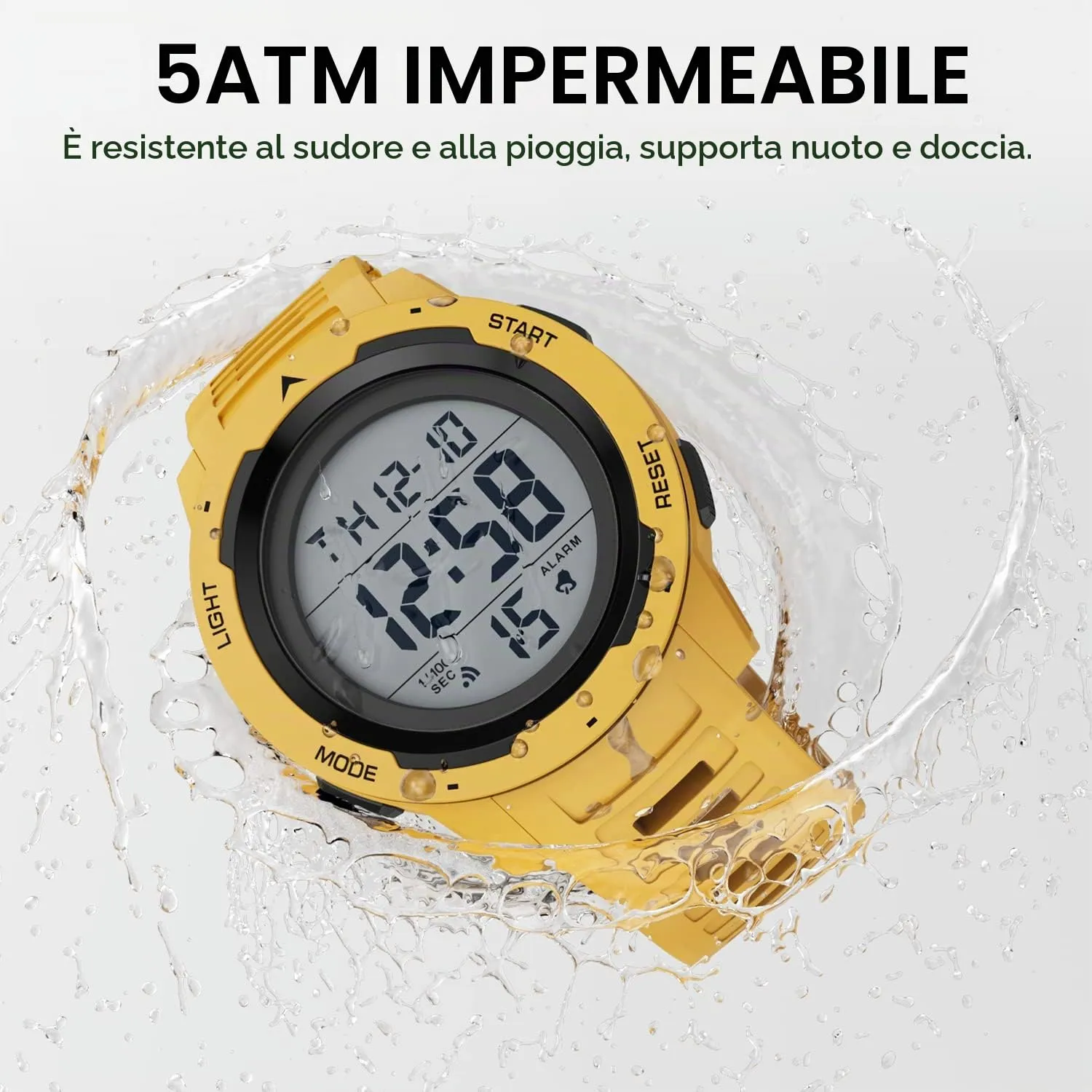 GOLDEN HOUR Gli Orologio Uomo Impermeabilizzano lo Sport di Digital Guarda lo Stile Militare Dell'esposizione di Lettura Dacile Dello Schermo Con la Cinghia - Giallo - immagine 5