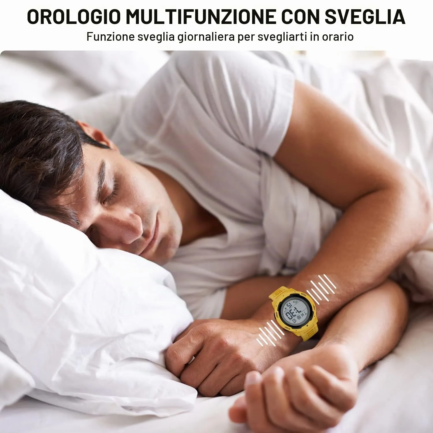 GOLDEN HOUR Gli Orologio Uomo Impermeabilizzano lo Sport di Digital Guarda lo Stile Militare Dell'esposizione di Lettura Dacile Dello Schermo Con la Cinghia - Giallo - immagine 6