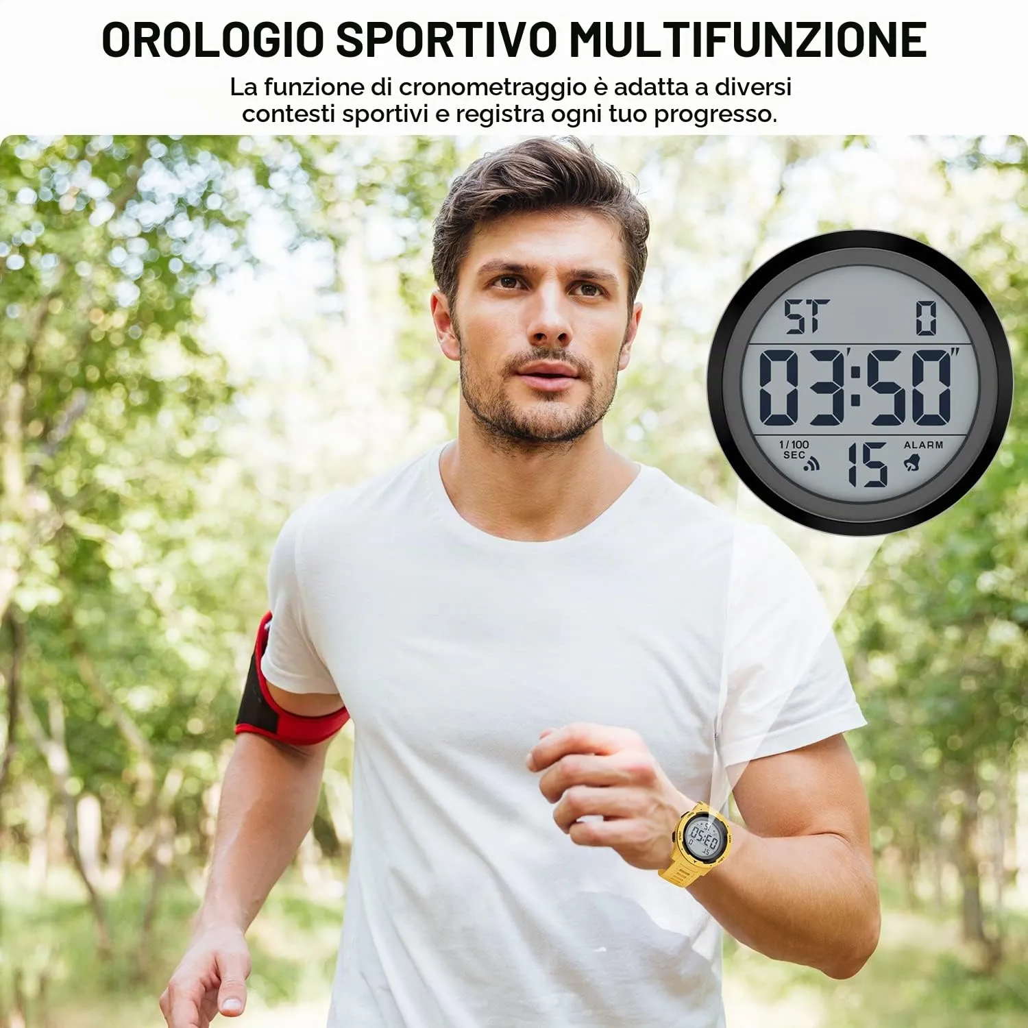 GOLDEN HOUR Gli Orologio Uomo Impermeabilizzano lo Sport di Digital Guarda lo Stile Militare Dell'esposizione di Lettura Dacile Dello Schermo Con la Cinghia - Giallo - immagine 8