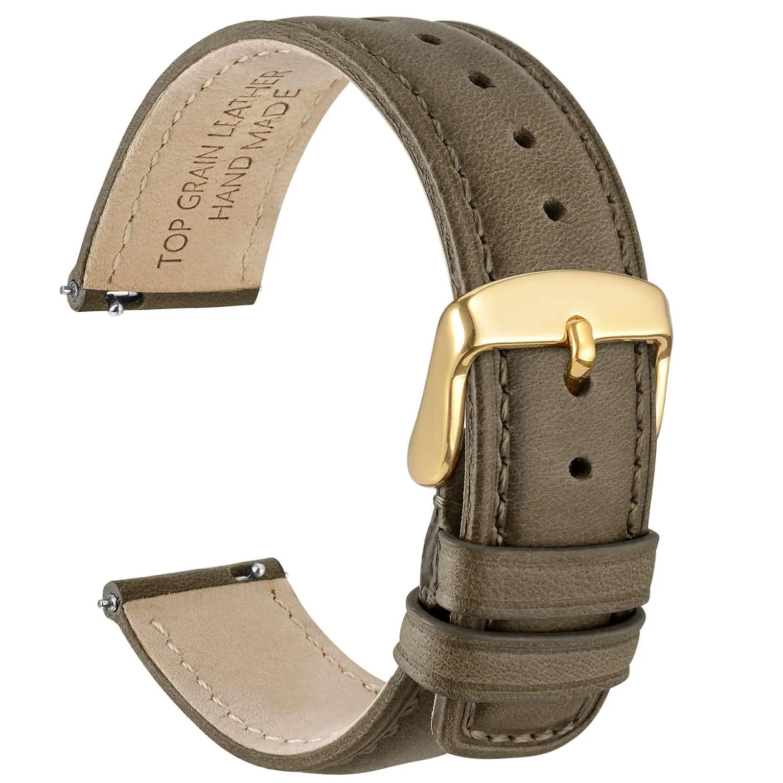 WOCCI 20mm Cinturino Orologio per Uomo e Donna, Vera Pelle - Pelle Grana Superiore, Sgancio Rapido, Fibbia Oro (Grigio Fumo) - immagine 1