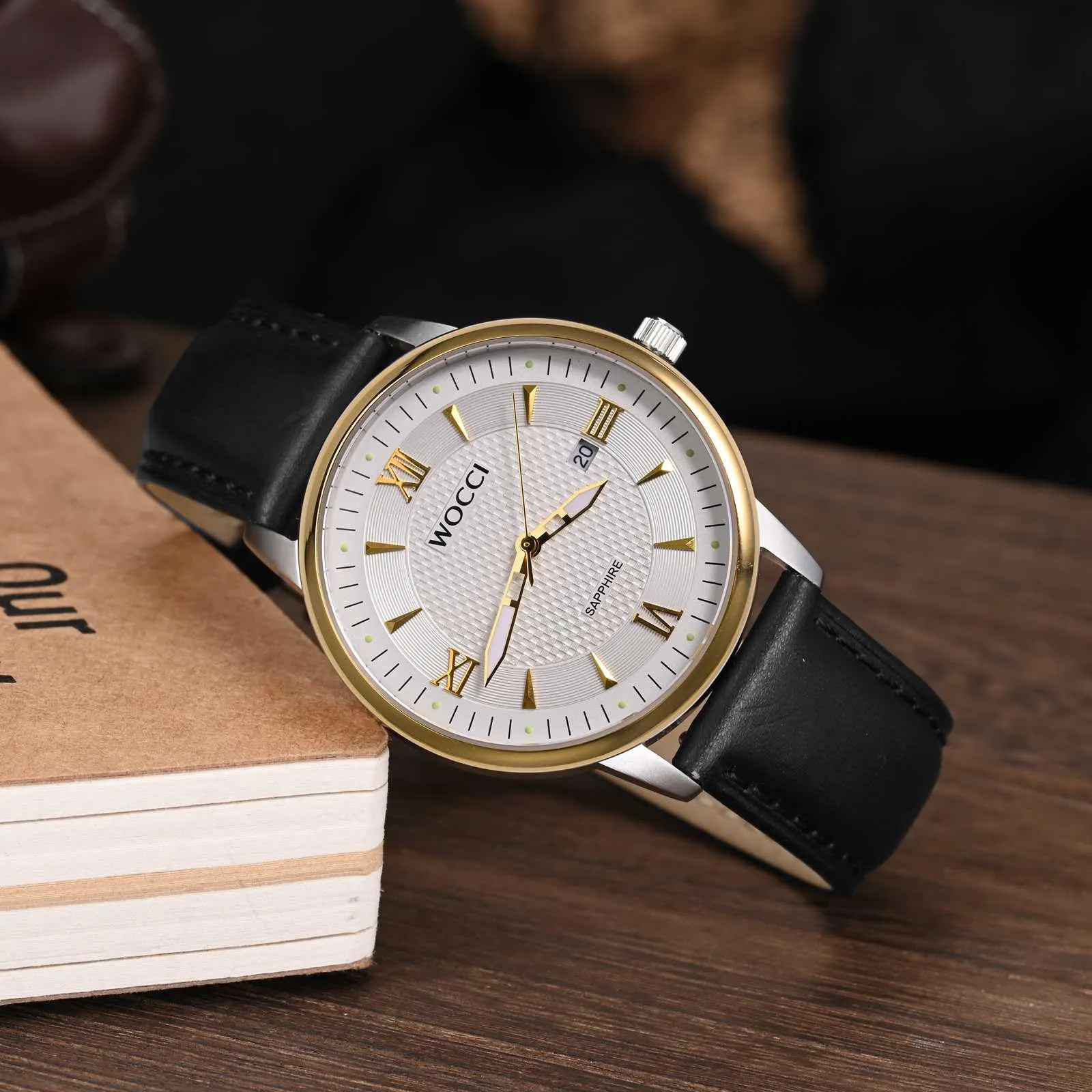 WOCCI 18mm Cinturino Orologio per Uomo e Donna, Vera Pelle - Pelle Grana Superiore, Sgancio Rapido, Fibbia Oro (Nero) - immagine 2