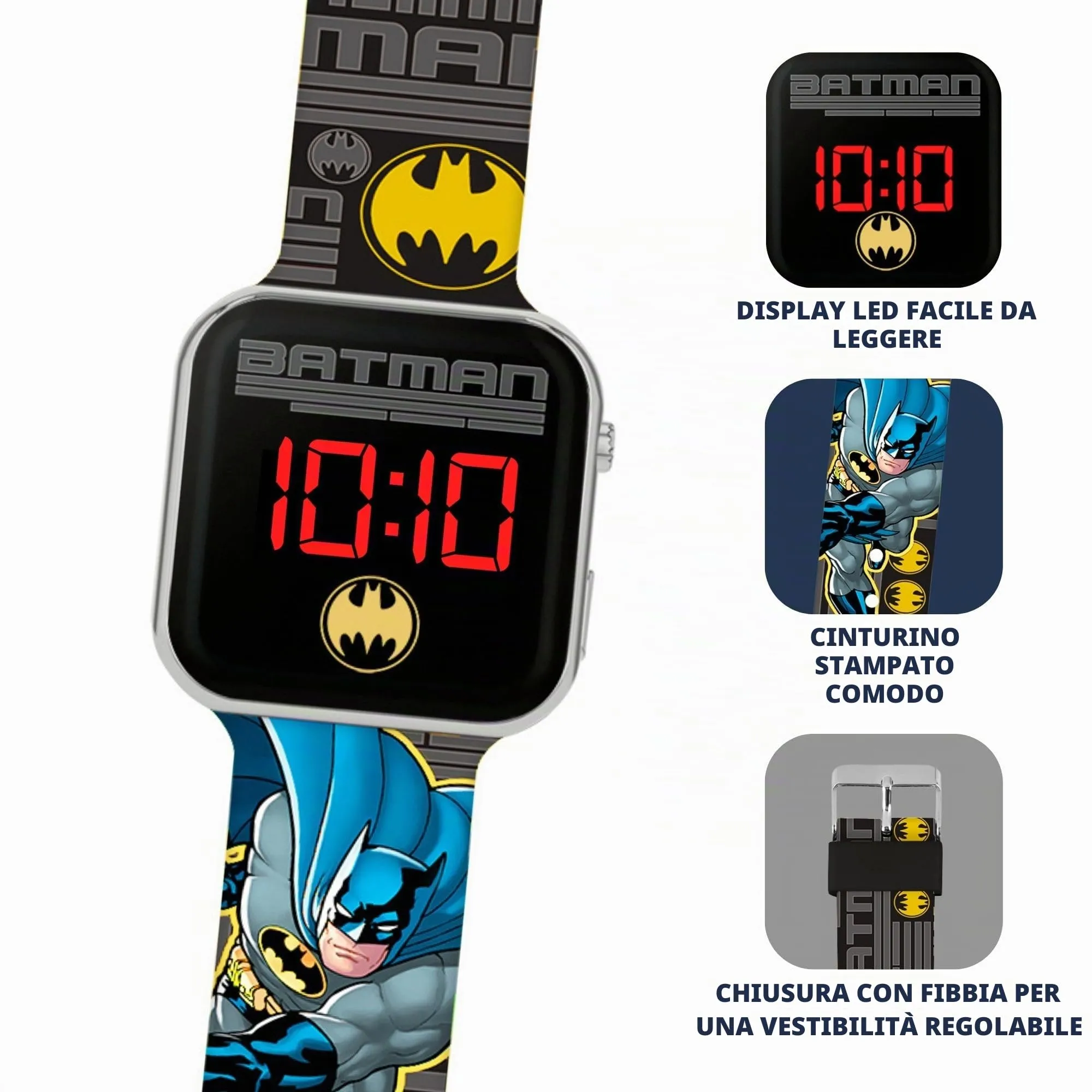 Batman Orologio digitale al quarzo da ragazzo con cinturino in silicone BAT4864, Nero, Moderno - immagine 3