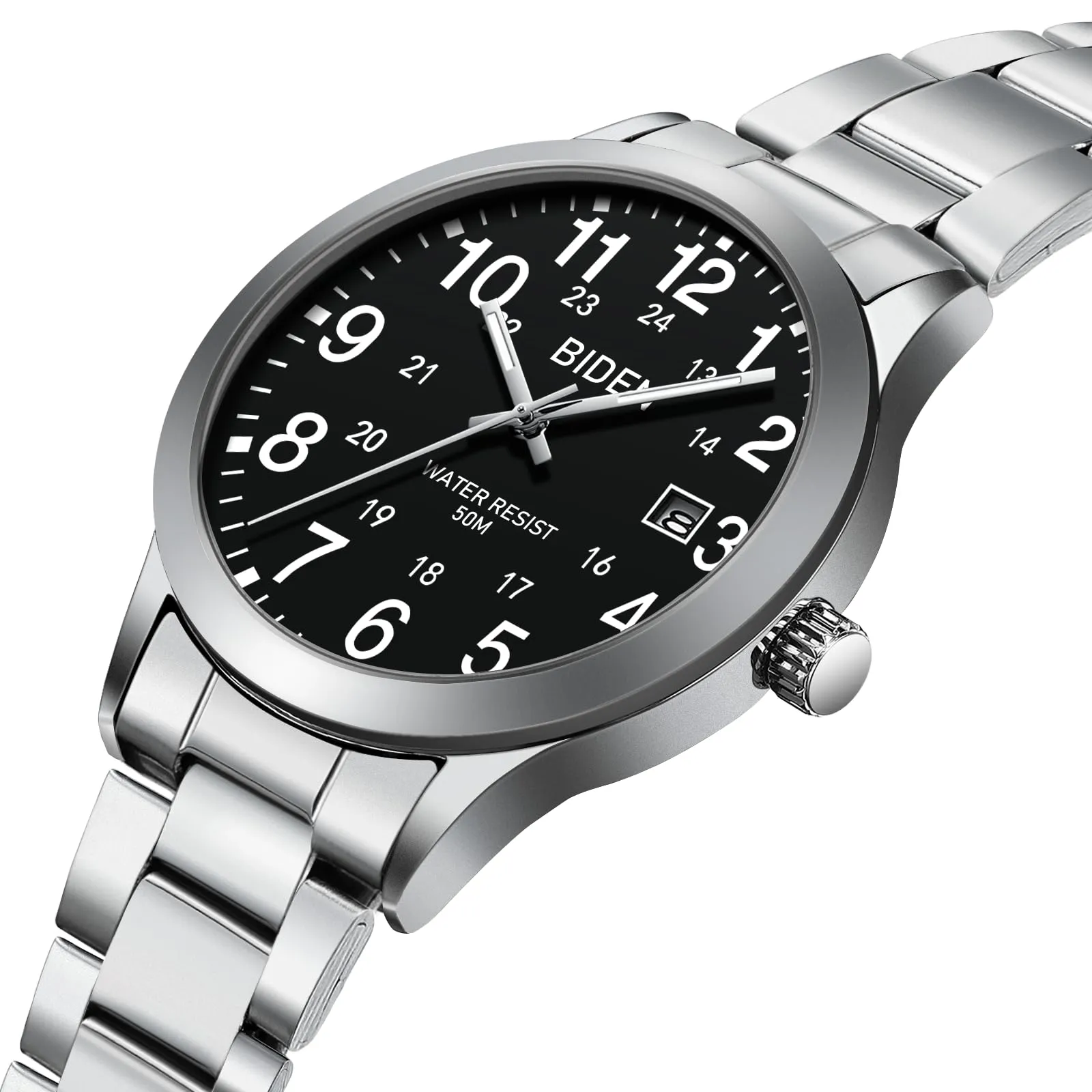 LN LENQIN Orologio Uomo Acciaio Inox Analogico Quarzo Impermeabile Datario - immagine 3