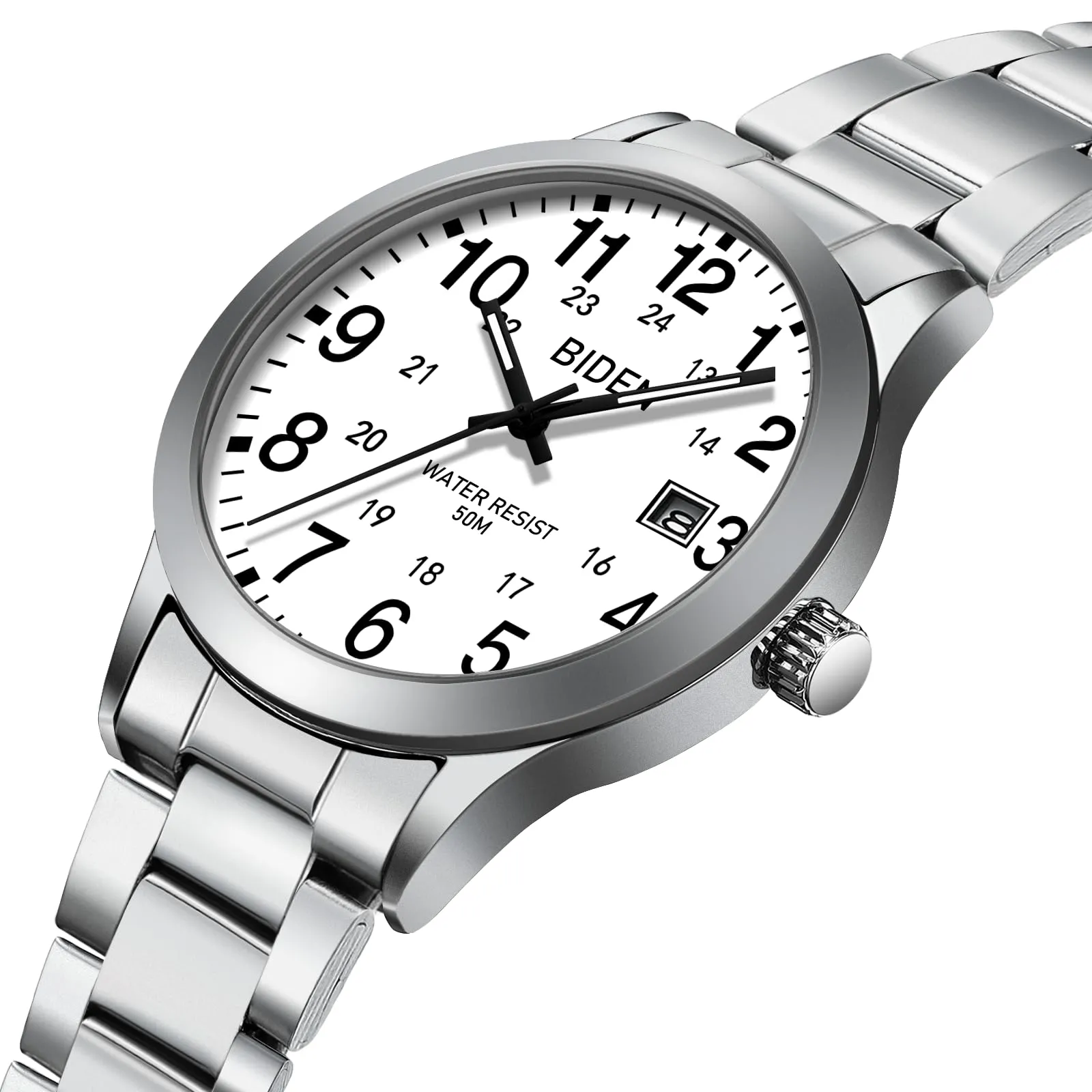 LN LENQIN Orologio Uomo Acciaio Inox Analogico Quarzo Impermeabile Datario - immagine 3