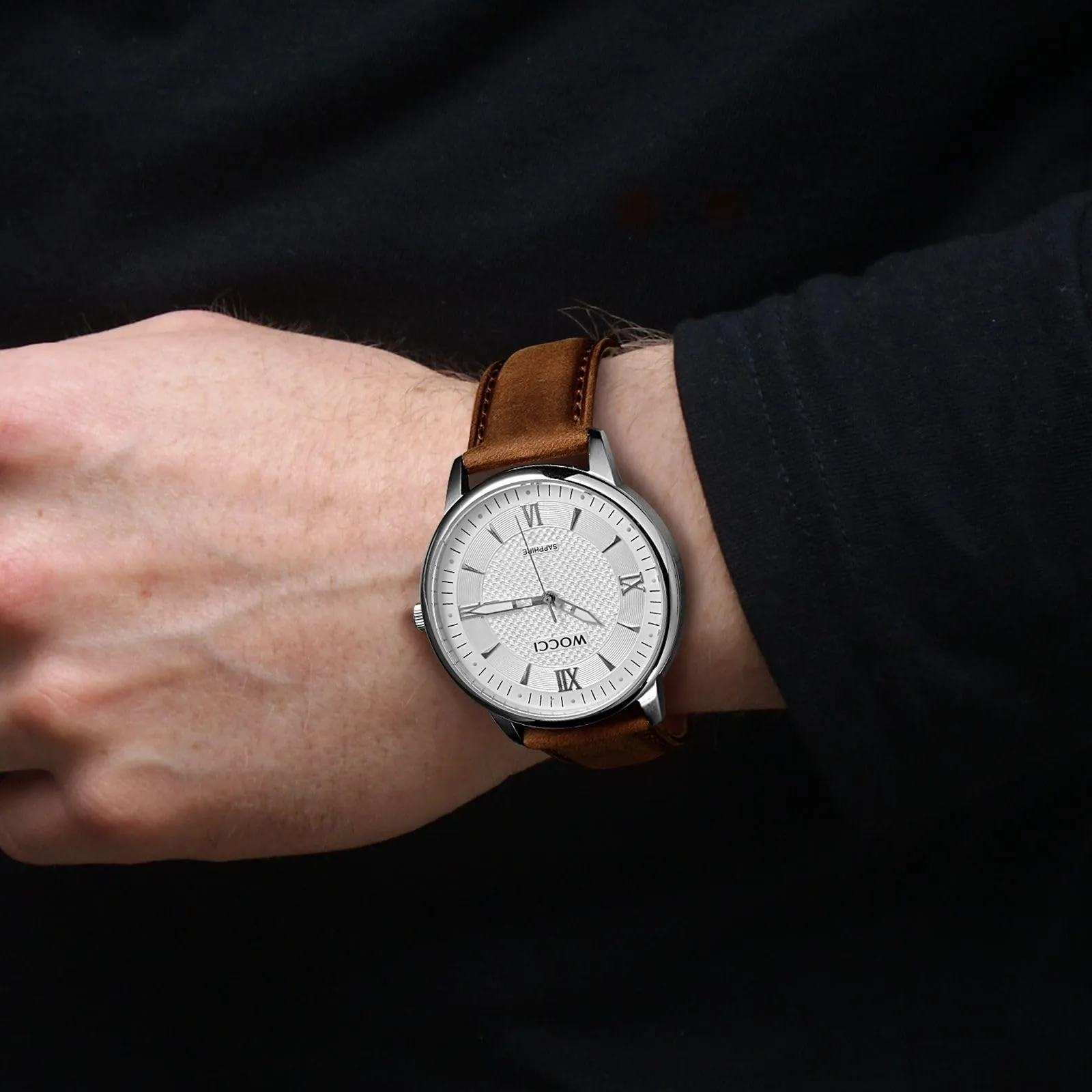 WOCCI 18mm Cinturino Orologio per Uomo e Donna, Vera Pelle - Pelle Grana Superiore, Sgancio Rapido, Fibbia Oro (Marrone Rustico) - immagine 6