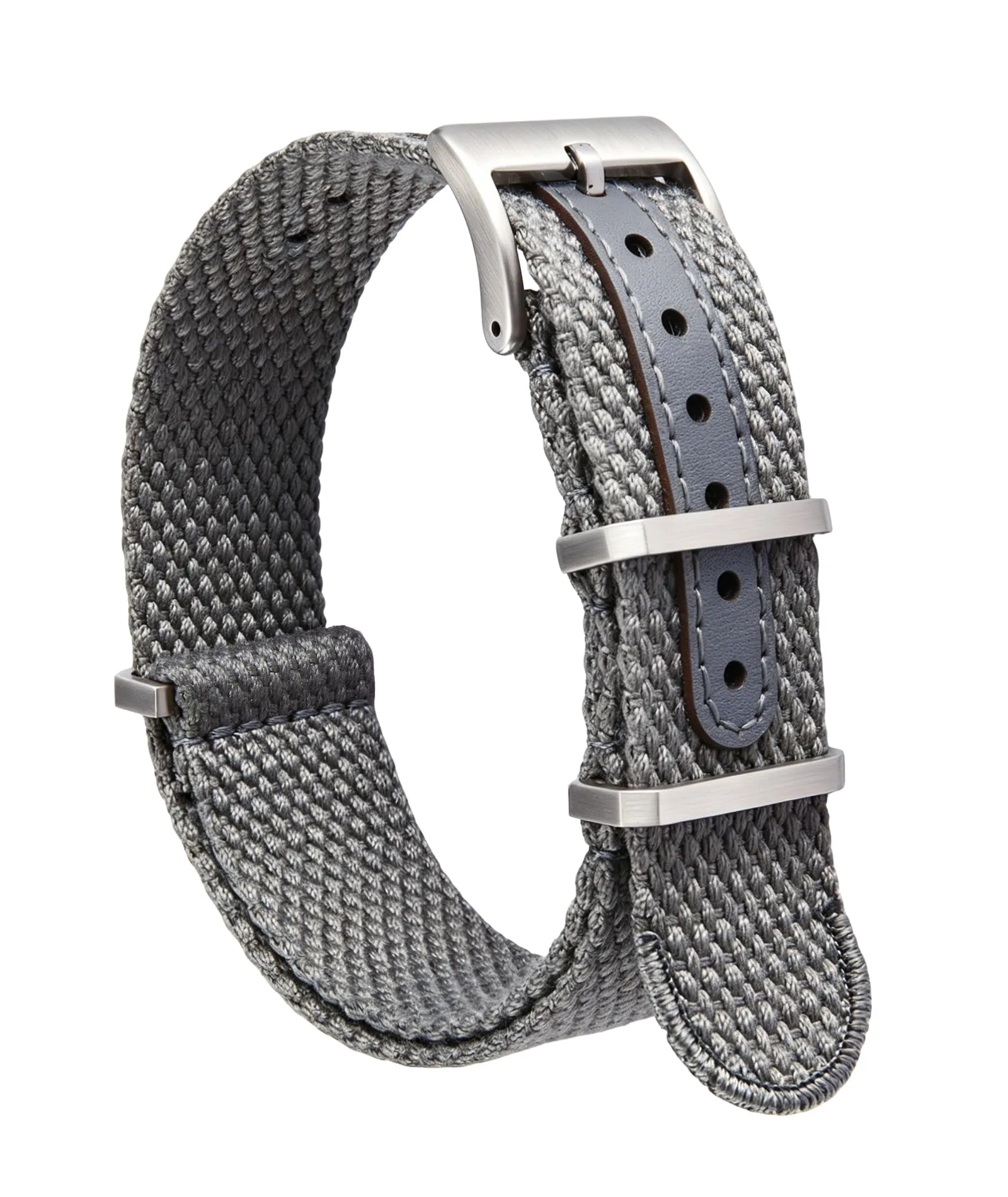 BINLUN Cinturino per Orologio in Nylon 18mm 20mm 22mm 24mm Monoblocco Extra Lungo Canvas Orologio Militare Cotone e Lino Cinturini di Ricambio con Fibbia in Acciaio Inossidabile(22mm,Grigio) - immagine 1