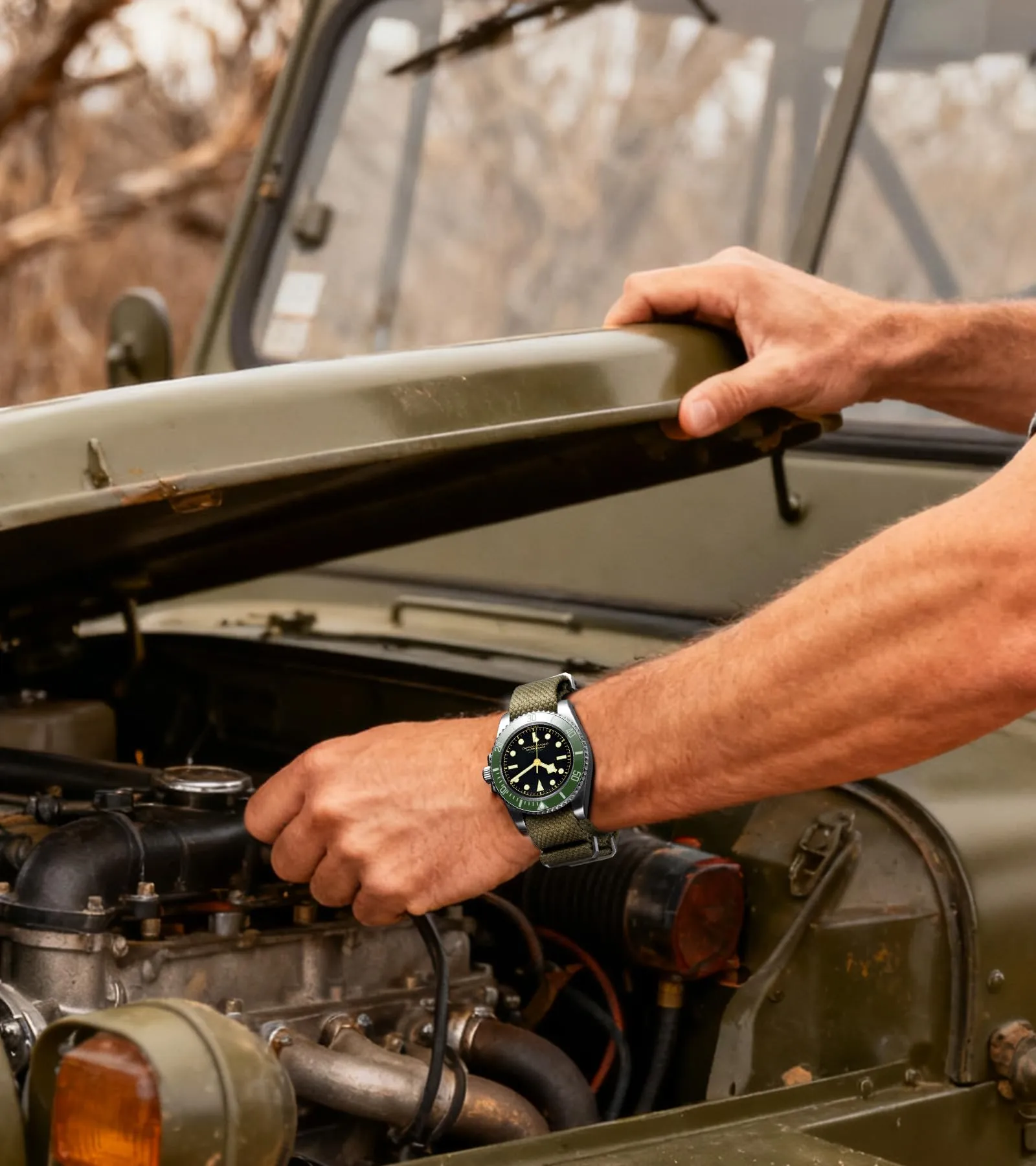 BINLUN Cinturino per Orologio in Nylon 18mm 20mm 22mm 24mm Monoblocco Extra Lungo Canvas Orologio Militare Cotone e Lino Cinturini di Ricambio con Fibbia in Acciaio Inossidabile(22mm,Verde Militare) - immagine 5