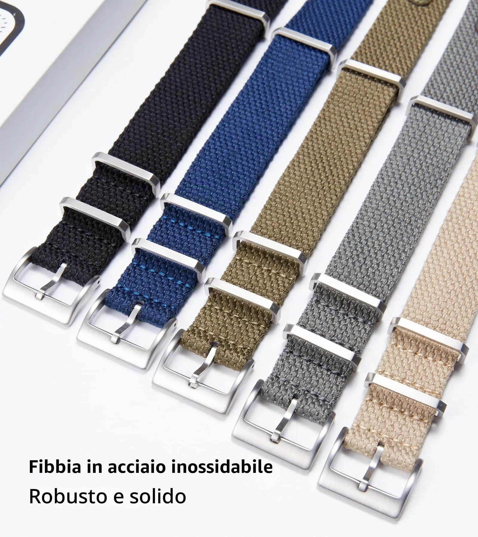 BINLUN Cinturino per Orologio in Nylon 18mm 20mm 22mm 24mm Monoblocco Extra Lungo Canvas Orologio Militare Cotone e Lino Cinturini di Ricambio con Fibbia in Acciaio Inossidabile(18mm,Verde Militare) - immagine 4