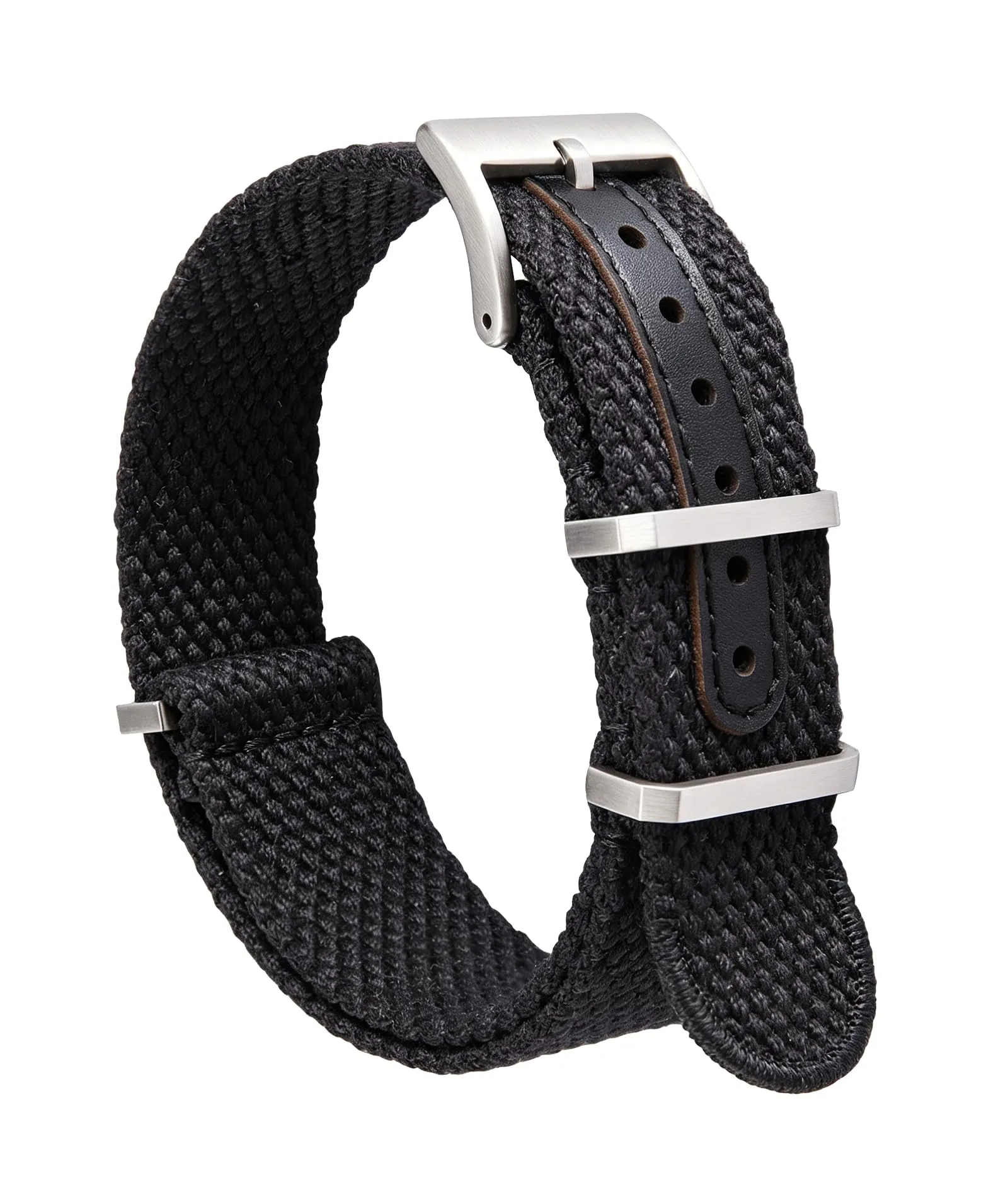 BINLUN Cinturino per Orologio in Nylon 18mm 20mm 22mm 24mm Monoblocco Extra Lungo Canvas Orologio Militare Cotone e Lino Cinturini di Ricambio con Fibbia in Acciaio Inossidabile(18mm,Nero) - immagine 1