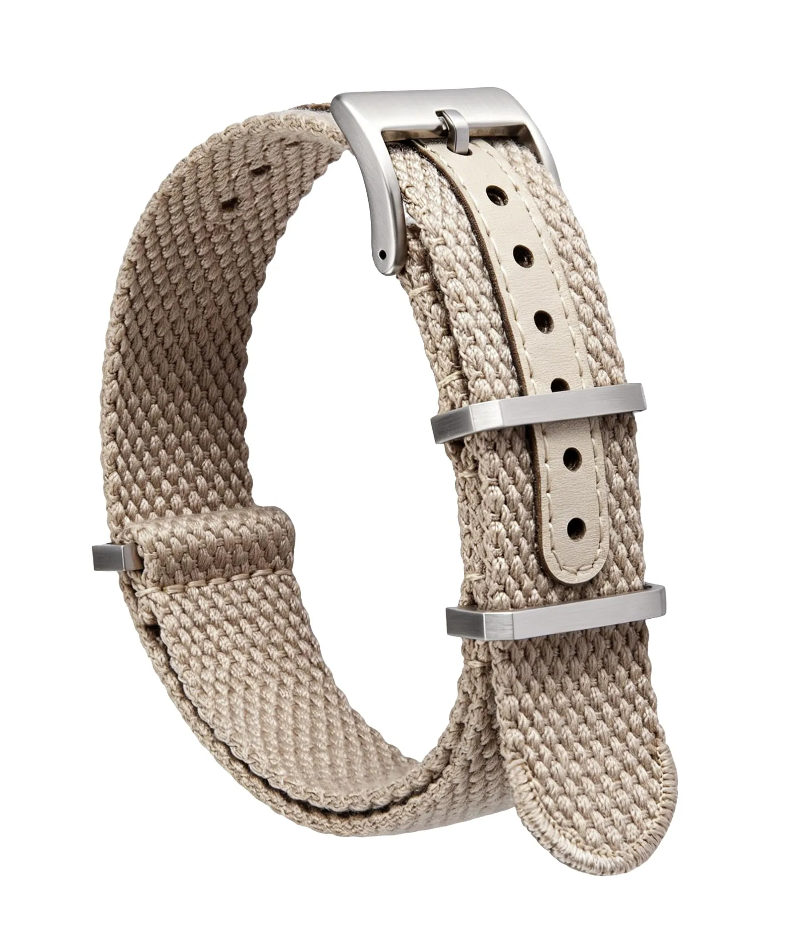 BINLUN Cinturino per Orologio in Nylon 18mm 20mm 22mm 24mm Monoblocco Extra Lungo Canvas Orologio Militare Cotone e Lino Cinturini di Ricambio con Fibbia in Acciaio Inossidabile(18mm,Kaki) - immagine 1