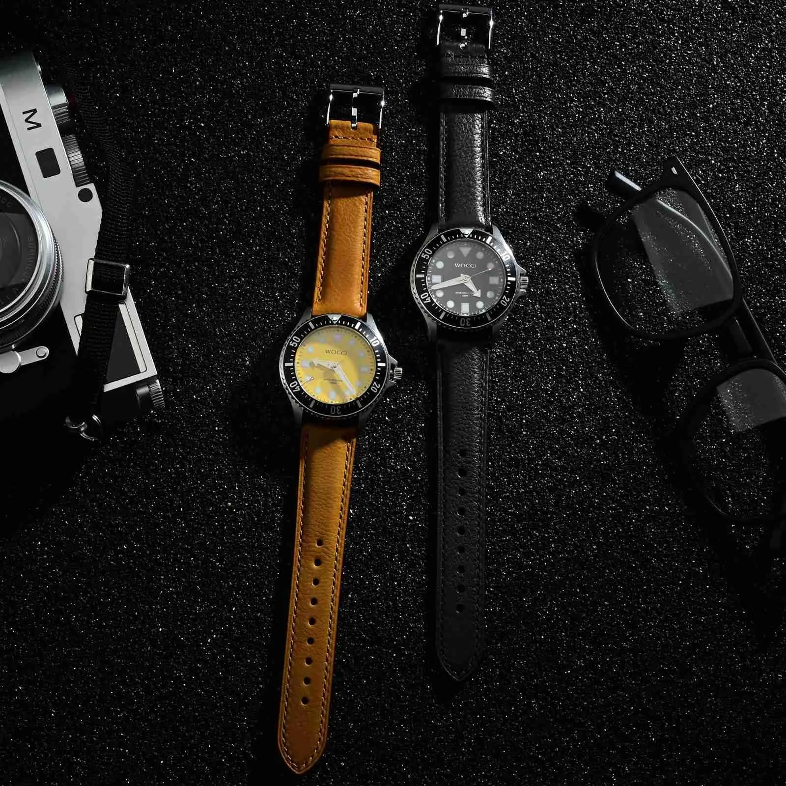 WOCCI 22mm Cinturino Orologio in Pelle, Fibbia Oro (Tramonto) - immagine 6