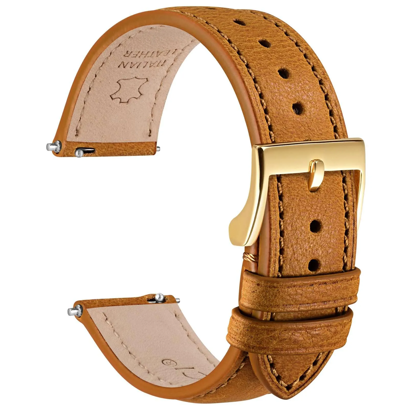 WOCCI 18mm Cinturino Orologio in Pelle, Fibbia Oro (Tramonto) - immagine 1