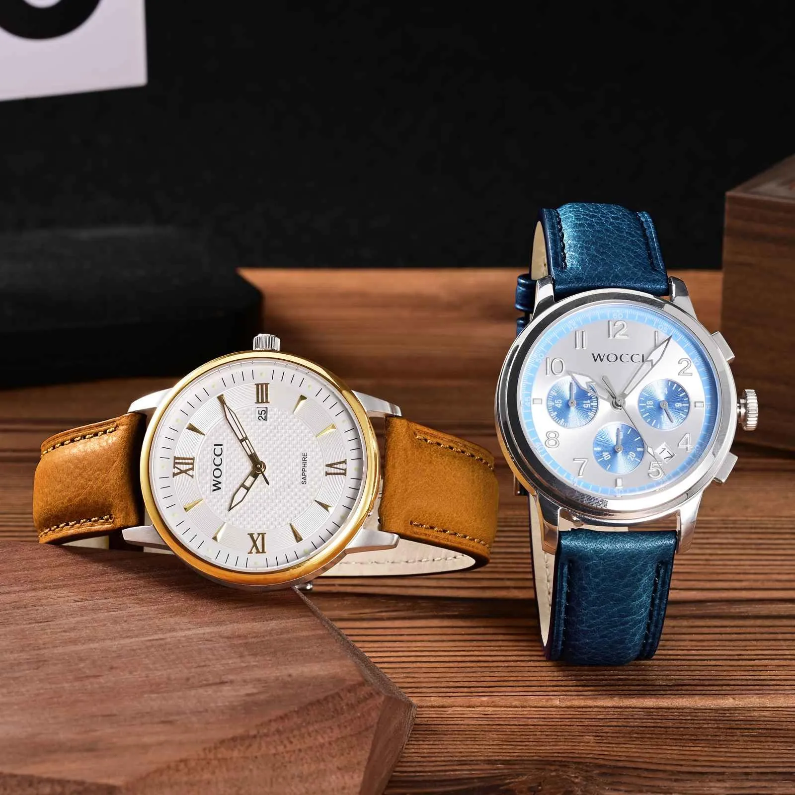 WOCCI 18mm Cinturino Orologio in Pelle, Fibbia Oro (Tramonto) - immagine 7