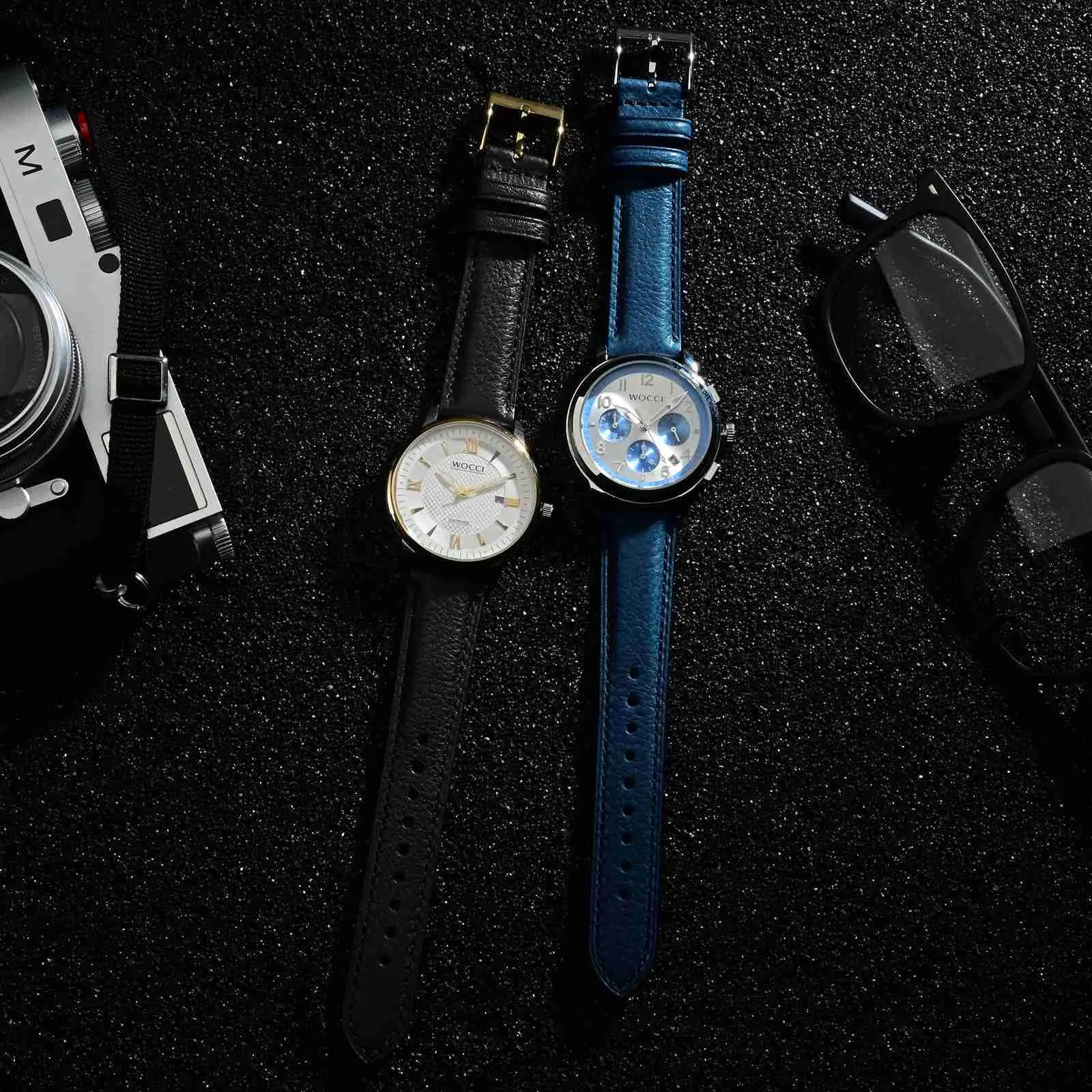 WOCCI 20mm Cinturino Orologio in Pelle, Fibbia Oro (Nero) - immagine 6