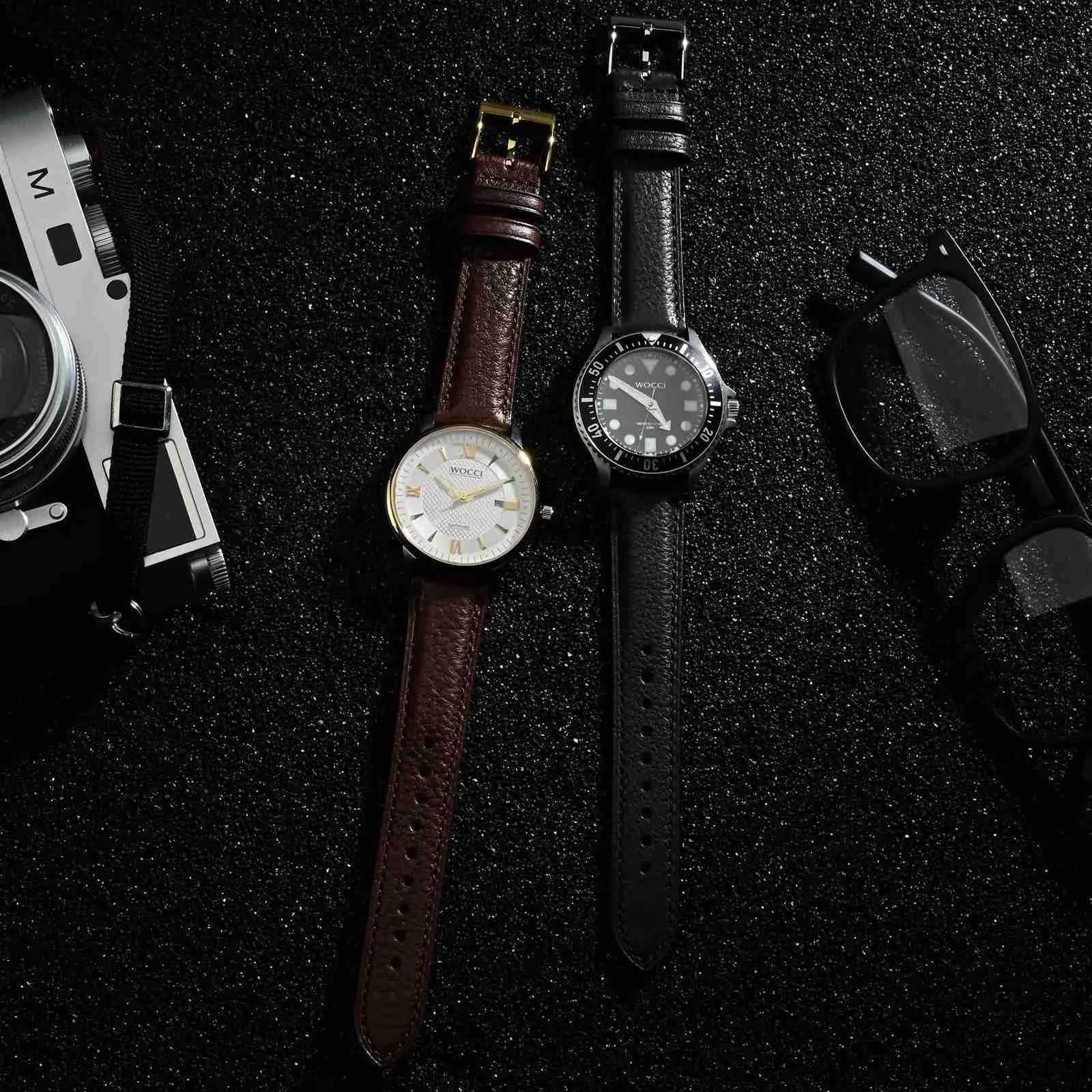 WOCCI 20mm Cinturino Orologio in Pelle, Fibbia Oro (Marrone Scuro) - immagine 6