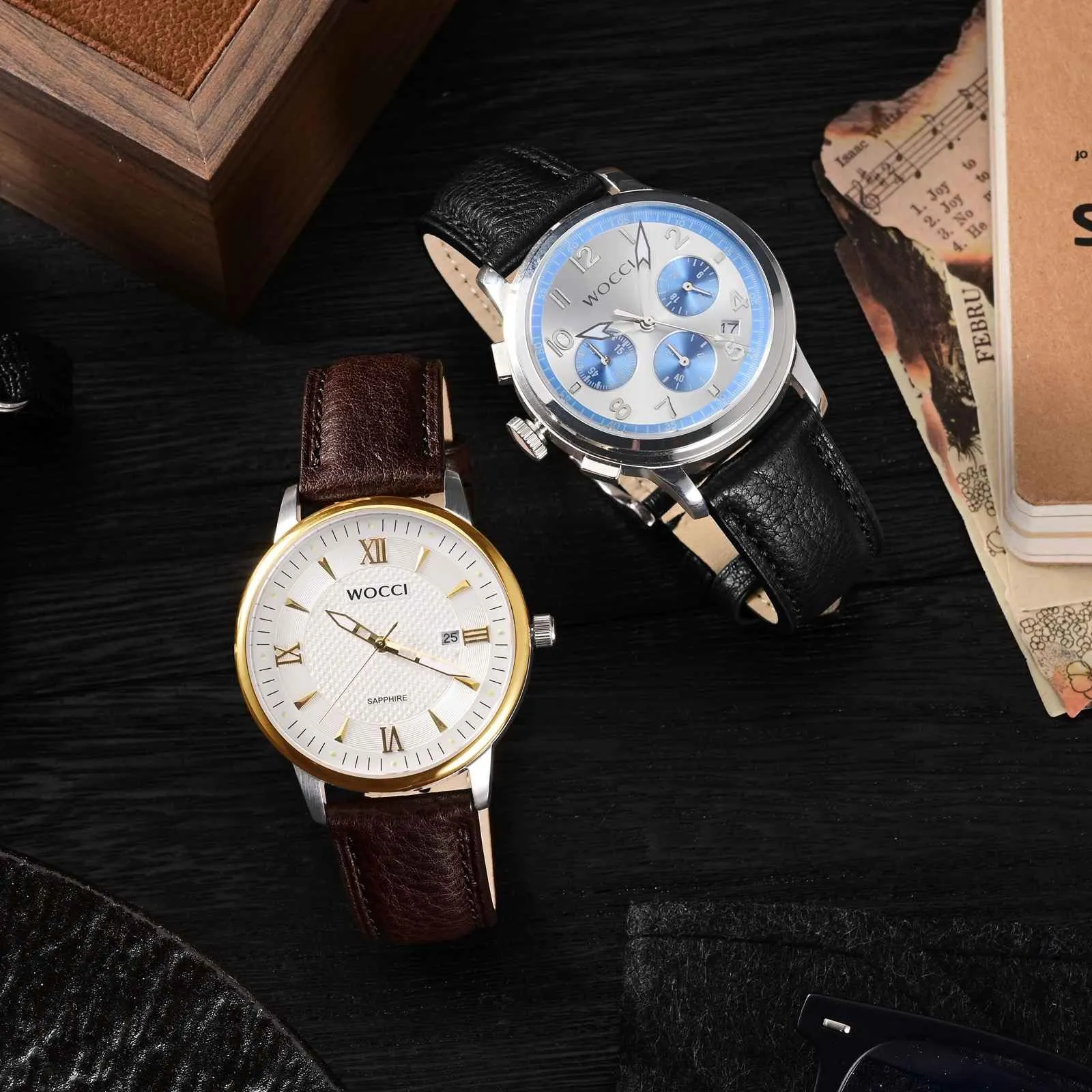 WOCCI 18mm Cinturino Orologio in Pelle, Fibbia Argento (Marrone Scuro) - immagine 6