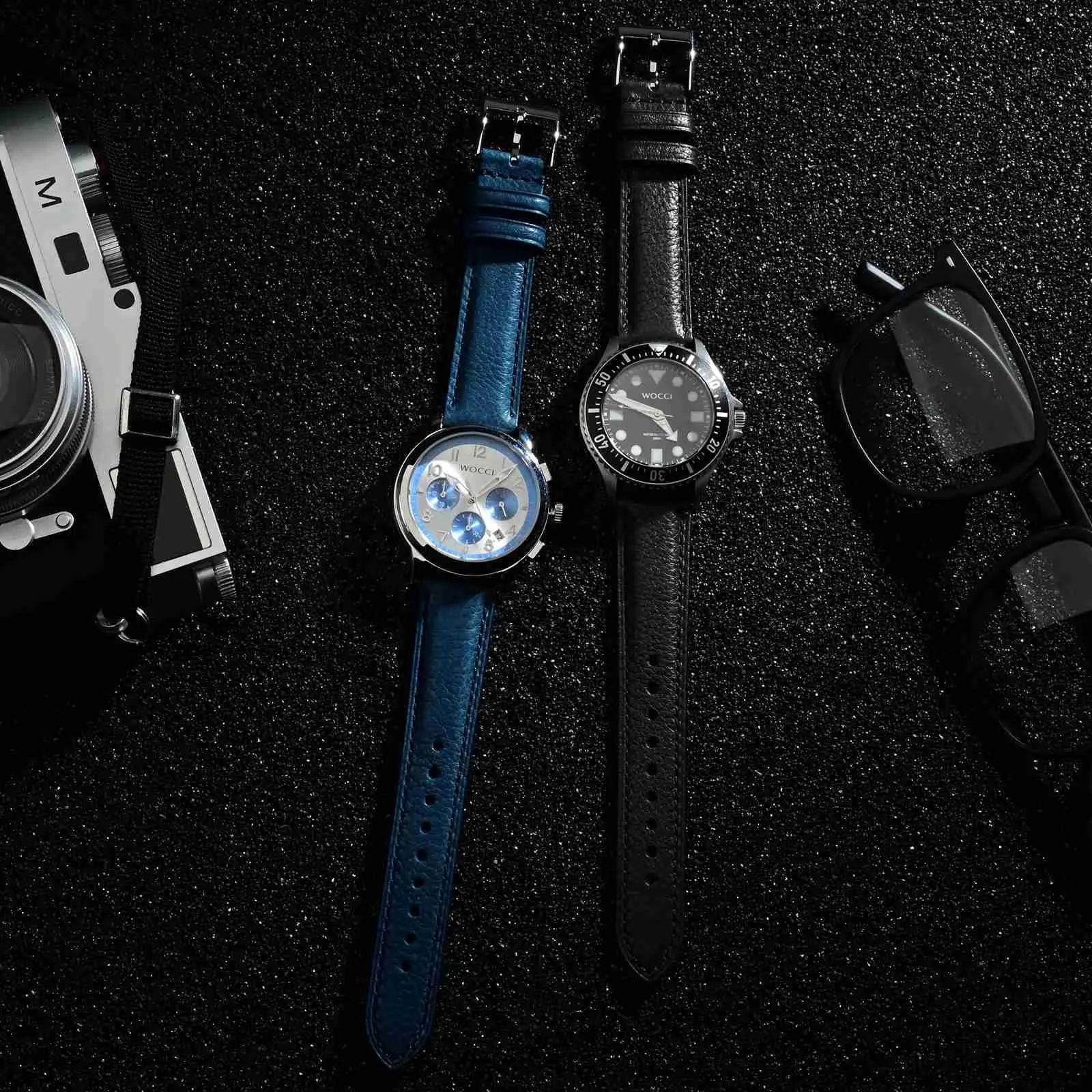 WOCCI 18mm Cinturino Orologio in Pelle, Fibbia Oro (Blu Navy) - immagine 6