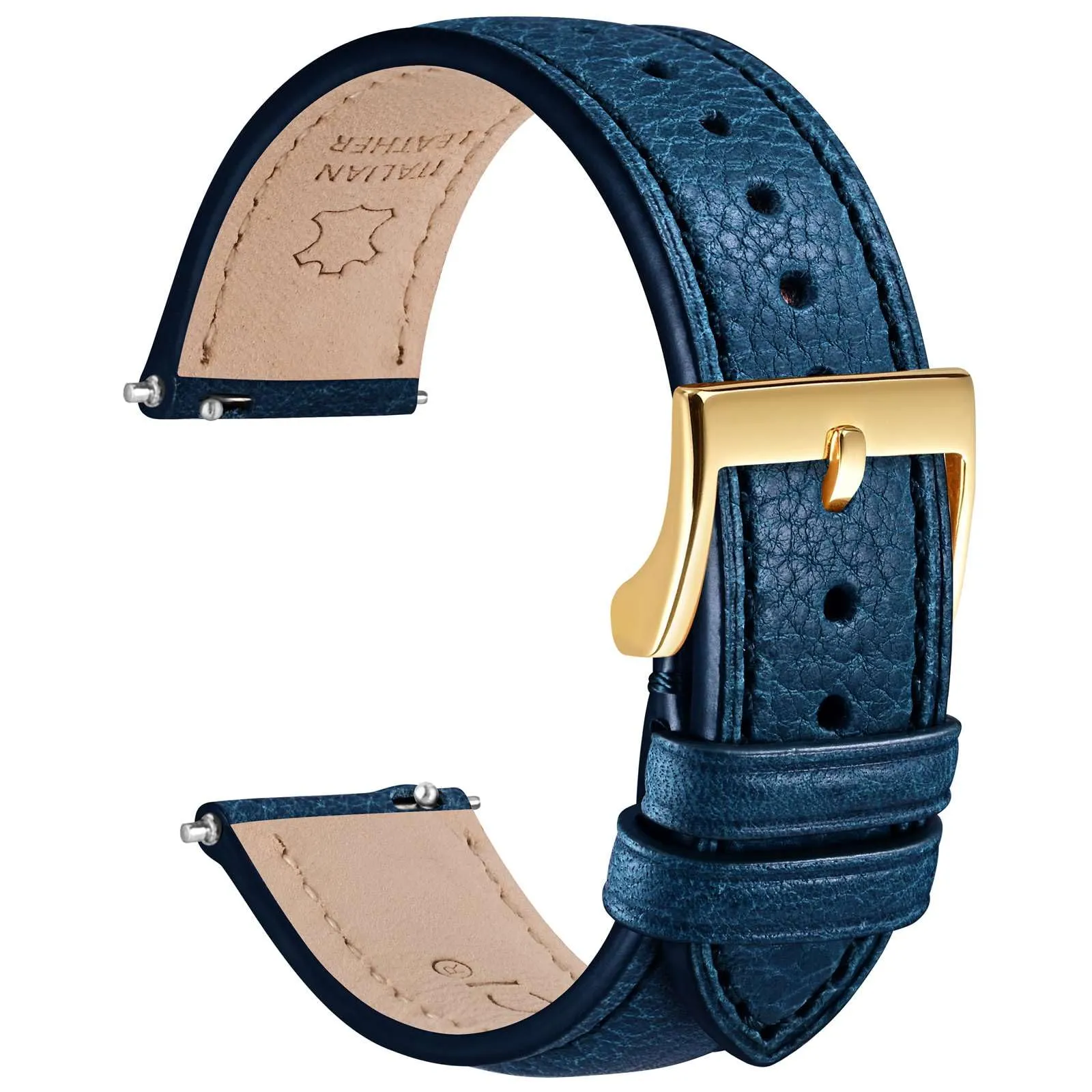 WOCCI 20mm Cinturino Orologio in Pelle, Fibbia Oro (Blu Navy) - immagine 1