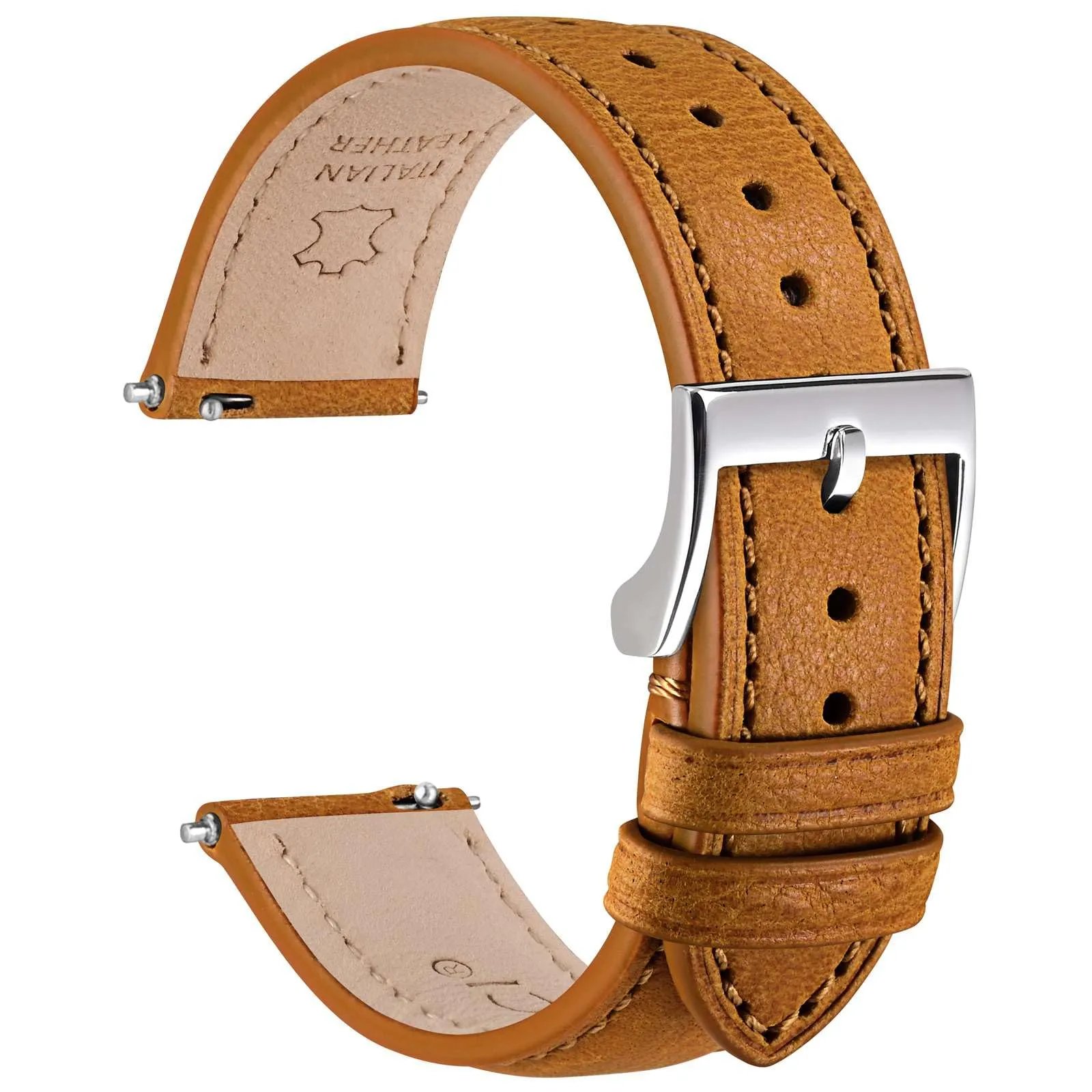 WOCCI 20mm Cinturino Orologio in Pelle, Fibbia Argento (Tramonto) - immagine 1
