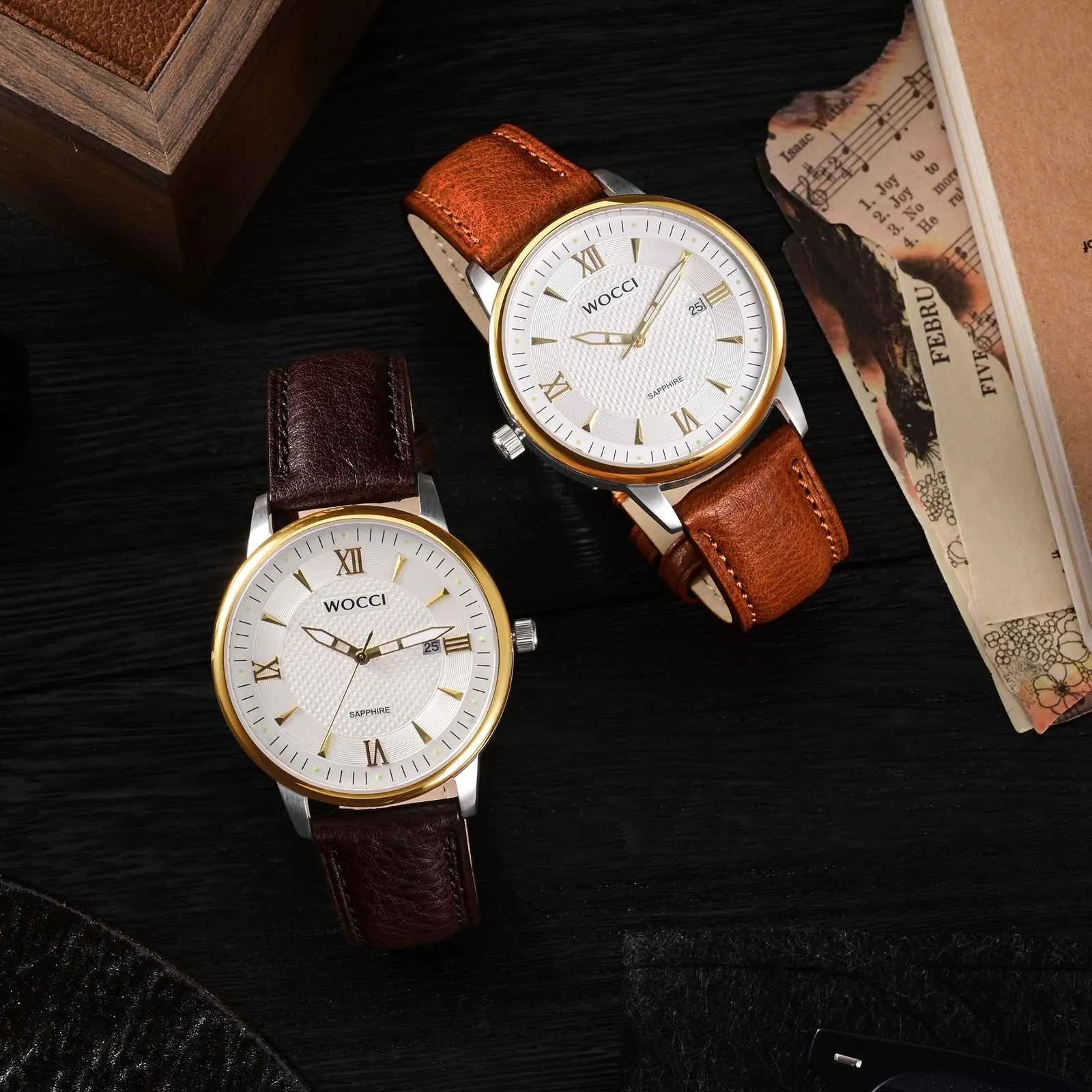 WOCCI 18mm Cinturino Orologio in Pelle, Fibbia Argento (Marrone Rossiccio) - immagine 6