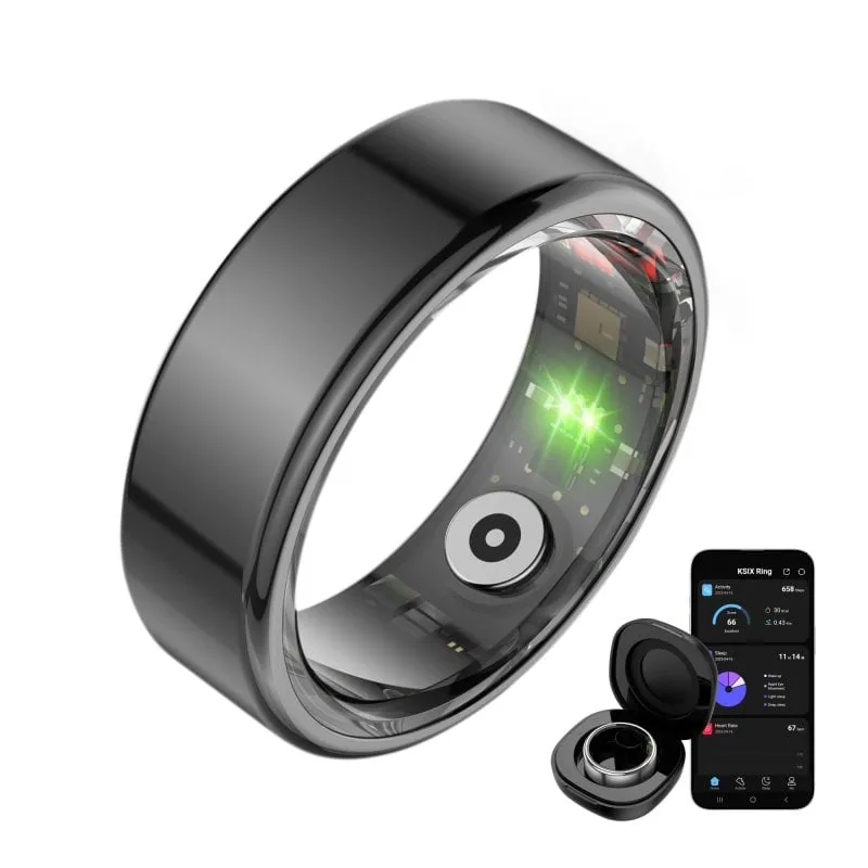 Ksix Saturn Smart Ring, taglia XXS, 3 giorni di auto, attività e salute, monitoraggio del sonno, 5 ATM, nero - immagine 1