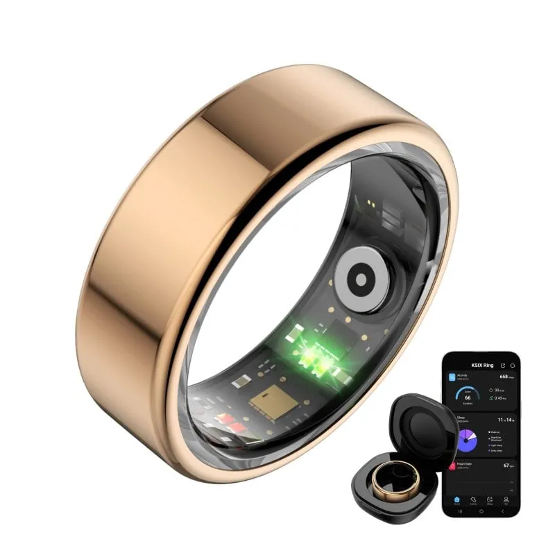 Ksix Saturn Smart Ring, taglia XXS, 3 giorni di auto, attività e salute, monitoraggio del sonno, 5 ATM, oro - immagine 1
