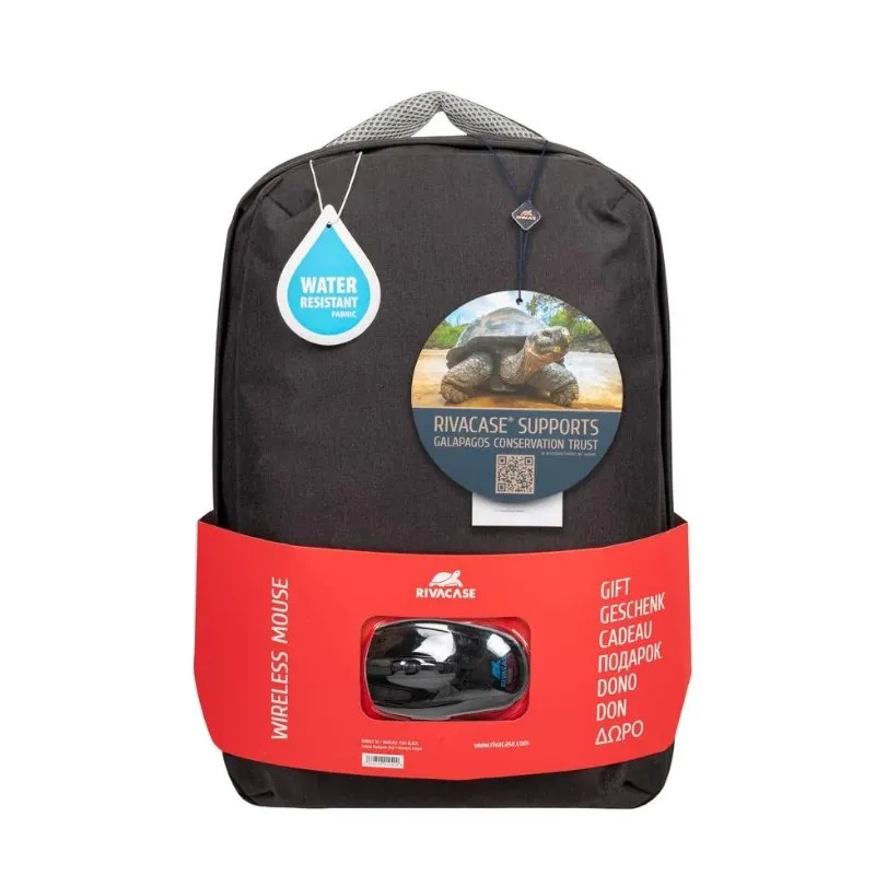 Zaino Rivacase 7563 Prater da 15,6" in tessuto idrorepellente + mouse wireless da 2,4 GHz - immagine 1