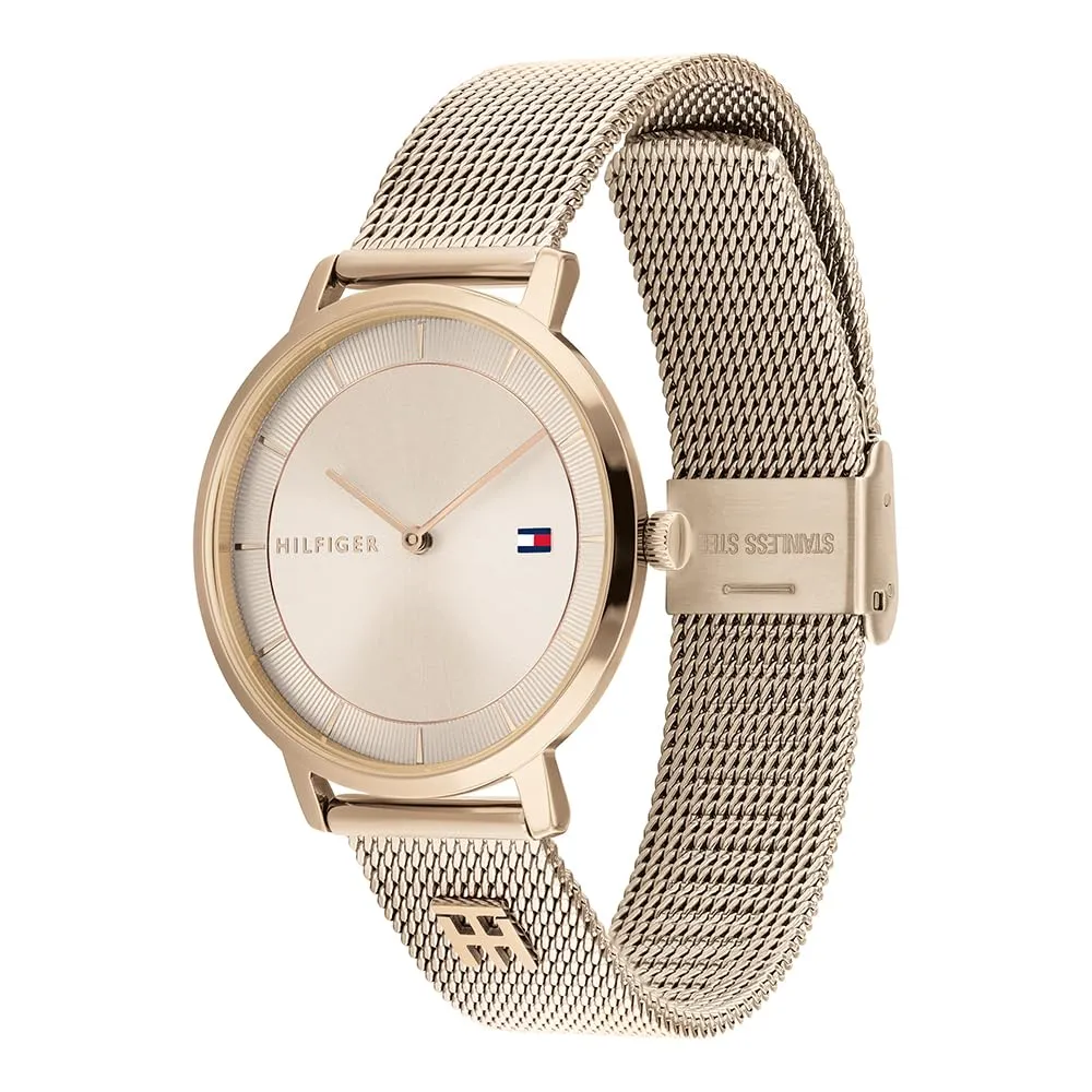 Tommy Hilfiger Orologio Analogico al Quarzo da Donna con Cinturino in Maglia Metallica in Acciaio Inossidabile Color Oro Rosso - 1782287 - immagine 2