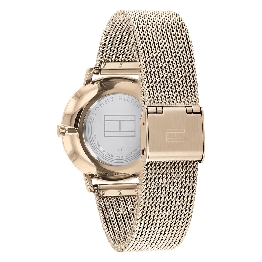 Tommy Hilfiger Orologio Analogico al Quarzo da Donna con Cinturino in Maglia Metallica in Acciaio Inossidabile Color Oro Rosso - 1782287 - immagine 3