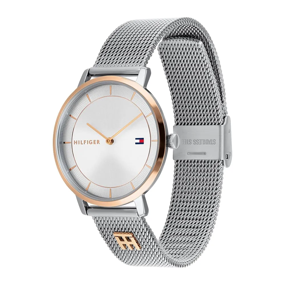 Tommy Hilfiger Orologio Analogico al Quarzo da Donna con Cinturino in Maglia Metallica in Acciaio Inossidabile Argentato - 1782288 - immagine 2